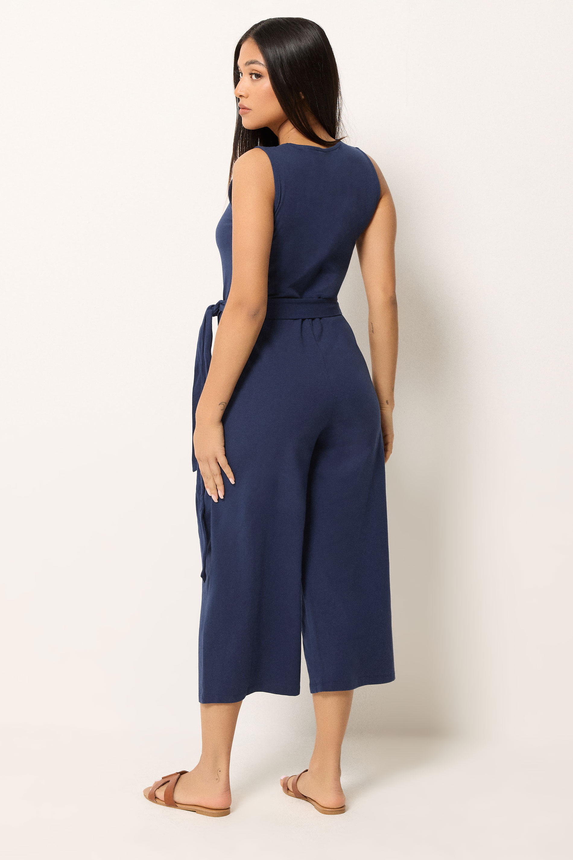 M&Co Petite Navy Blue Sleeveless Jumpsuit | M&Co 2