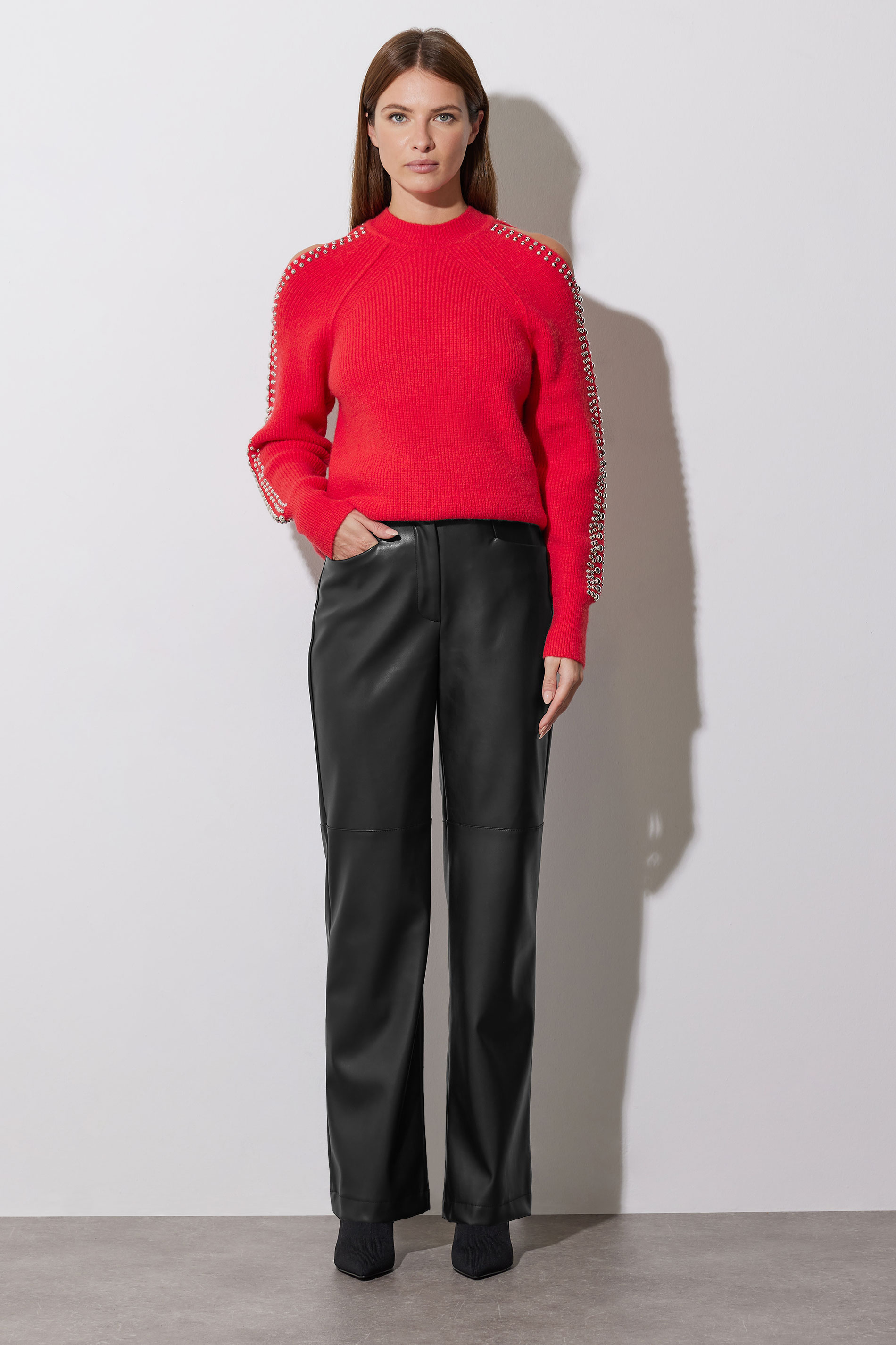 STAR Red Embellished Sleeve Jumper | STAR x JM 2