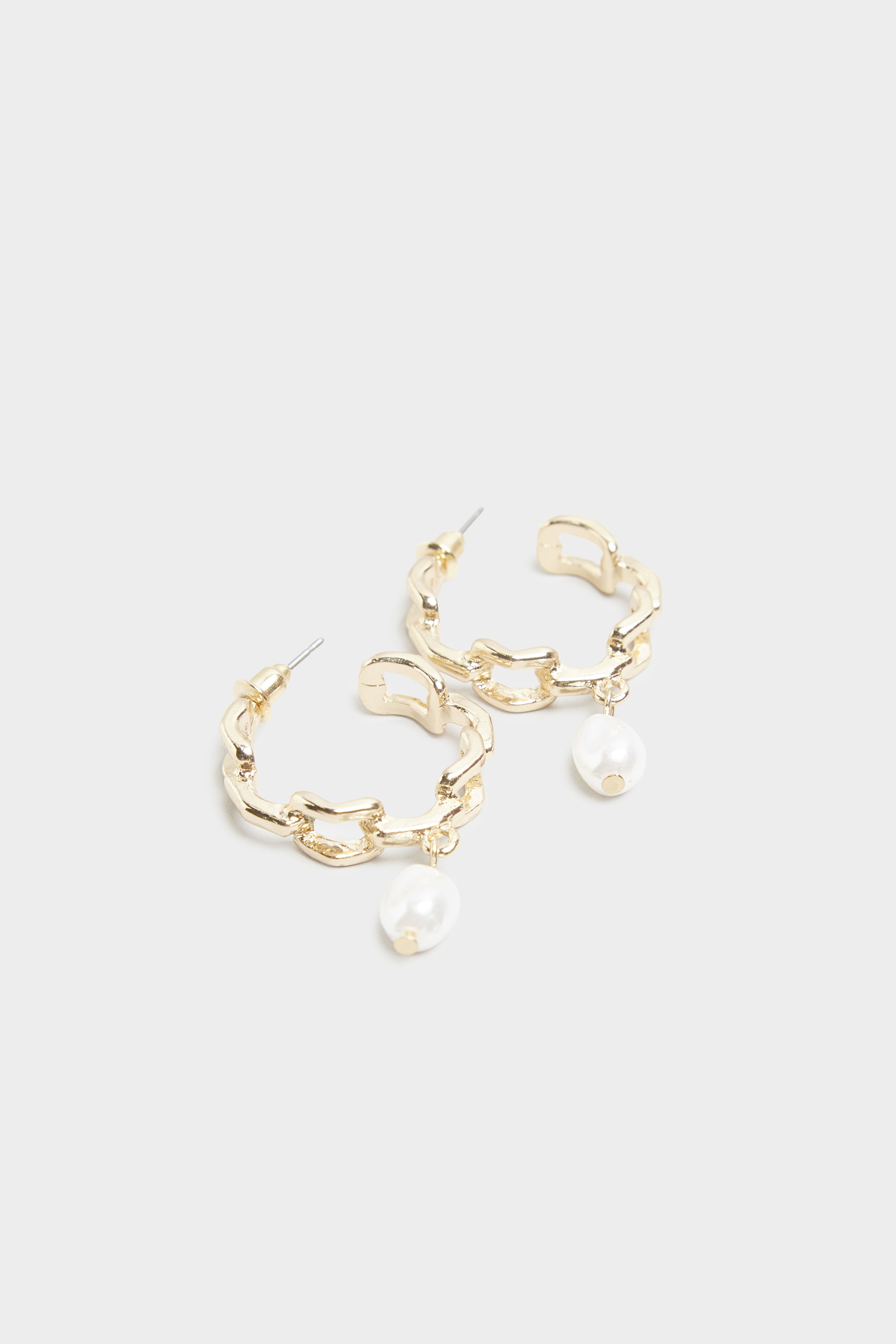 Gold Tone Pearl Drop Chain Earrings | Yours Clothing 2