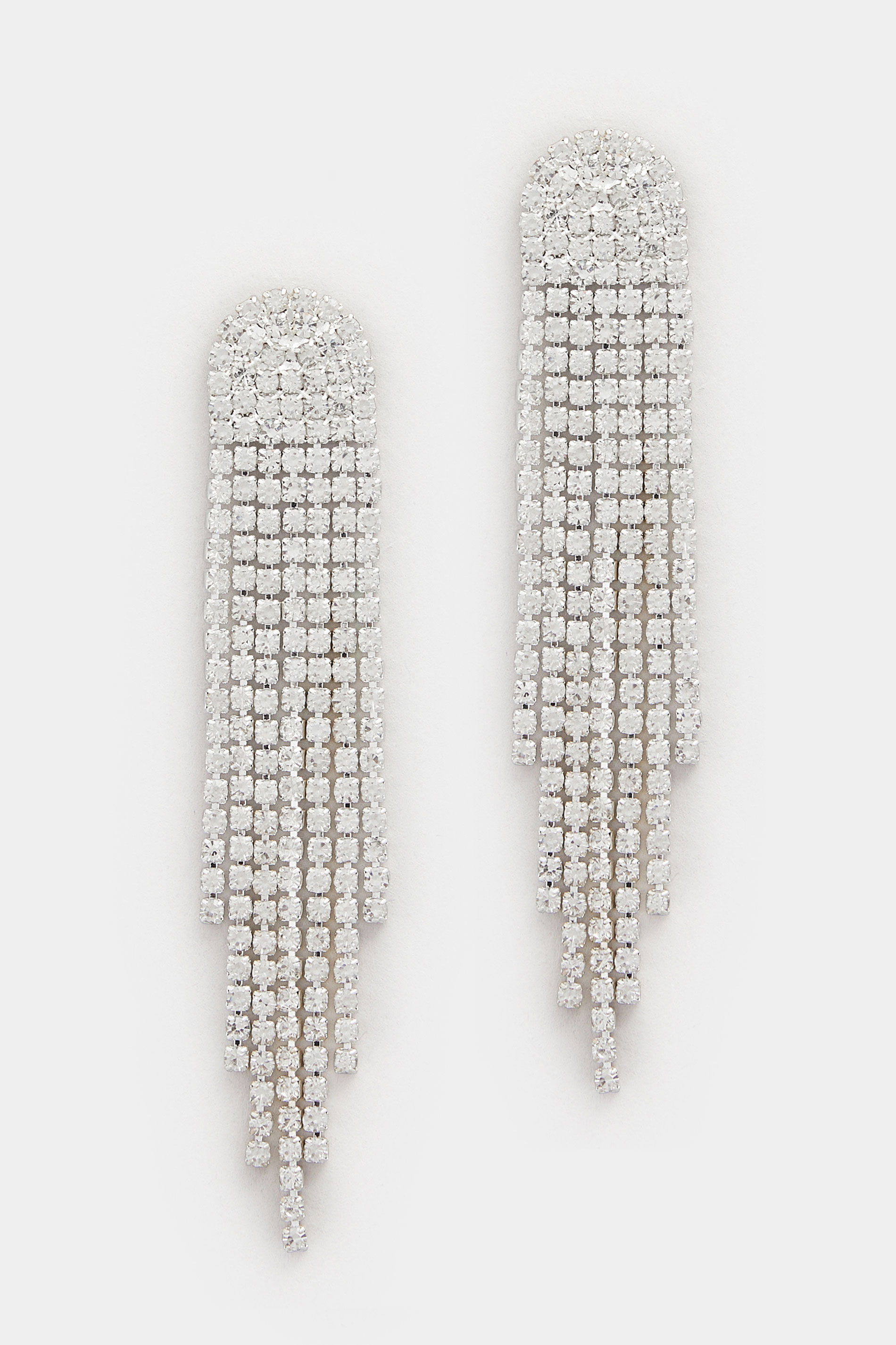 Silver Tone Diamante Statement Earrings | Yours Clothing 2