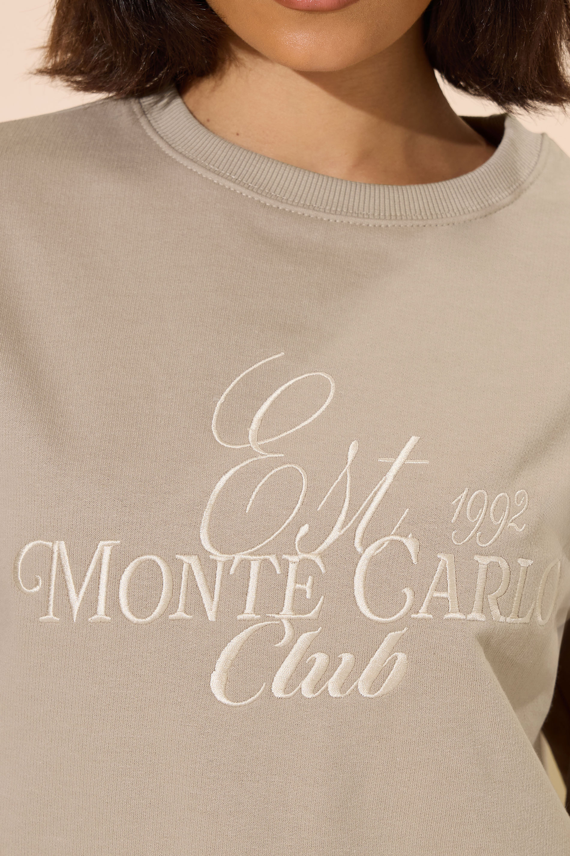 PixieGirl Petite Women's Stone Brown 'Monte Carlo' Embroidered Sweatshirt | PixieGirl 6