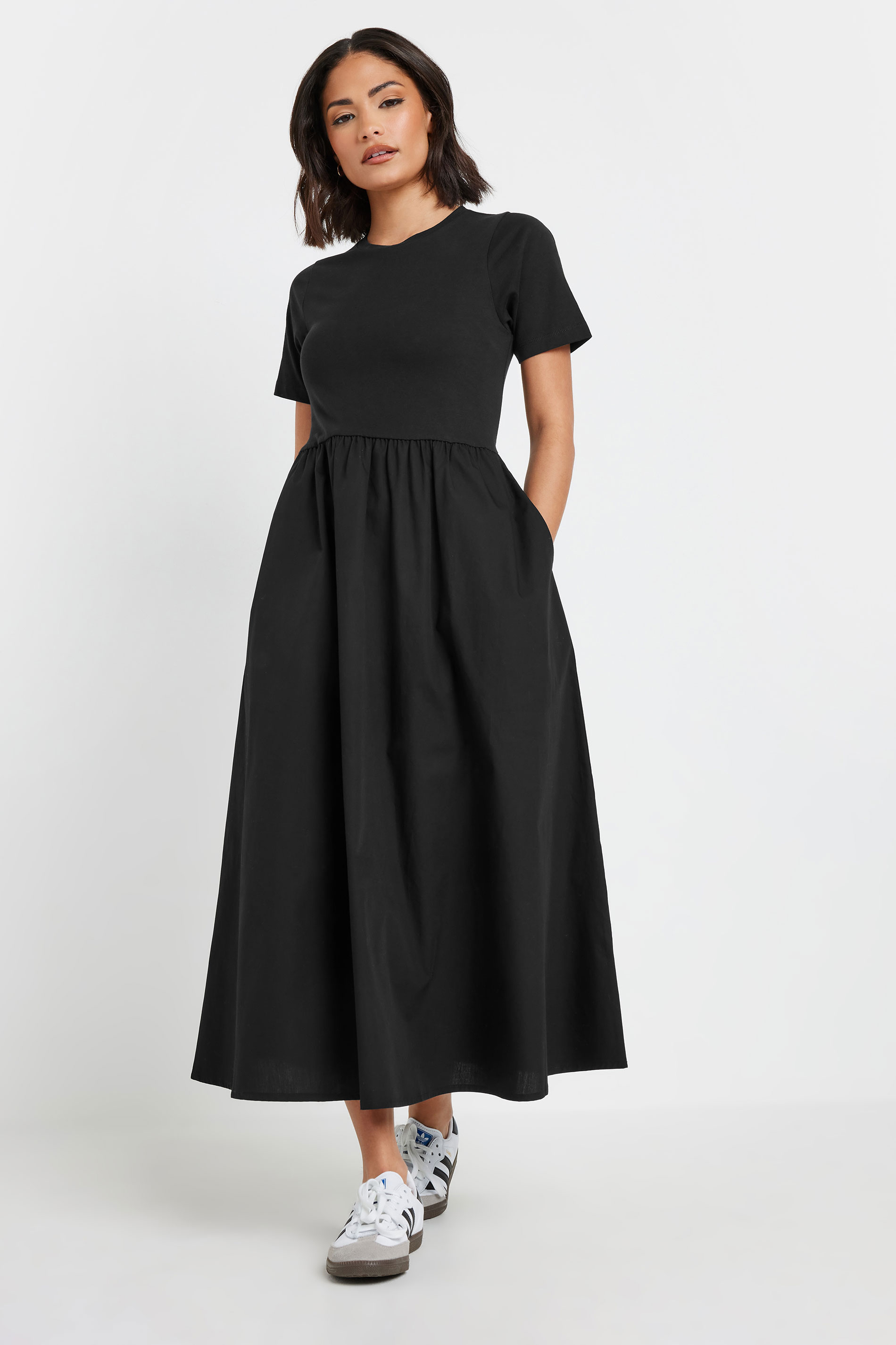 PixieGirl Petite Women's Black Woven Full Skirt Midaxi Dress | PixieGirl 4