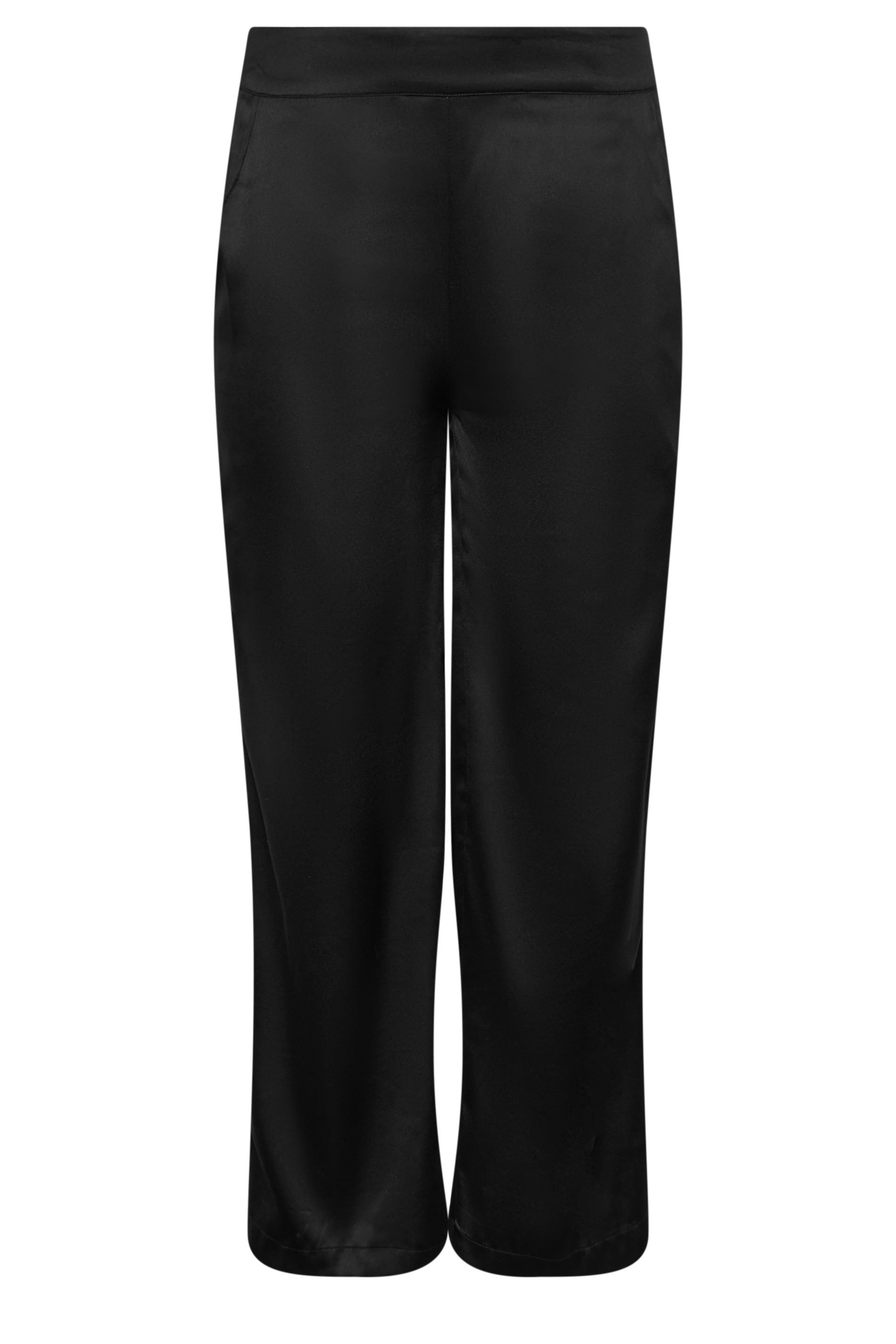 PixieGirl Petite Women's Black Satin Wide Leg Trousers | PixieGirl 6