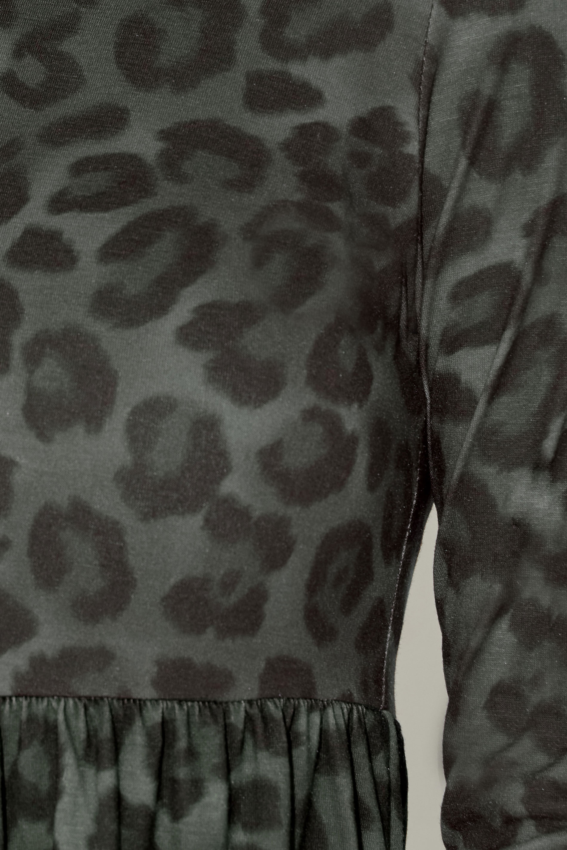 PixieGirl Petite Women's Khaki Green Leopard Print Smock Dress | PixieGirl 4