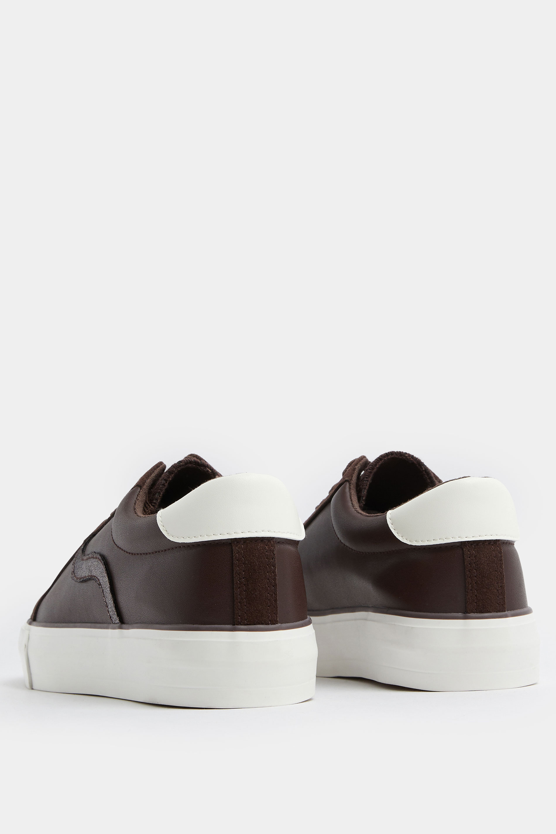 Chocolate Brown Faux Leather Trainers In Extra Wide EEE Fit | Yours Clothing 4