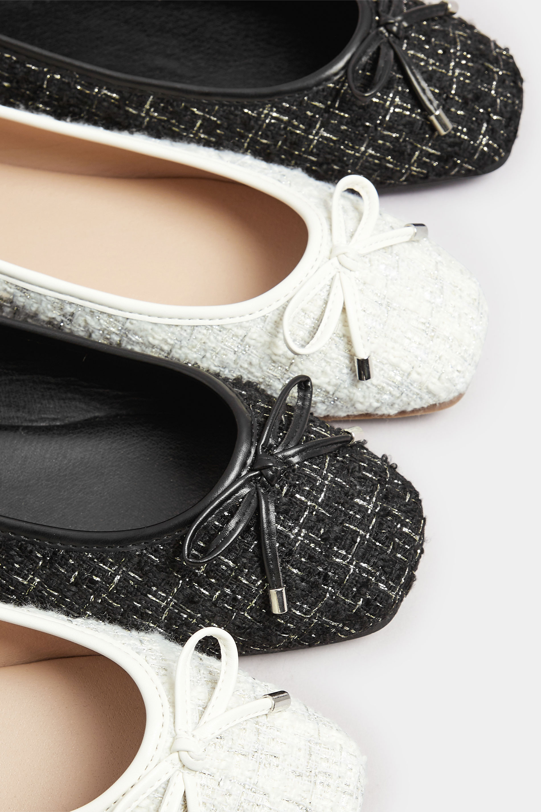 Black Boucle Ballerina Pumps In Extra Wide EEE Fit | Yours Clothing 7