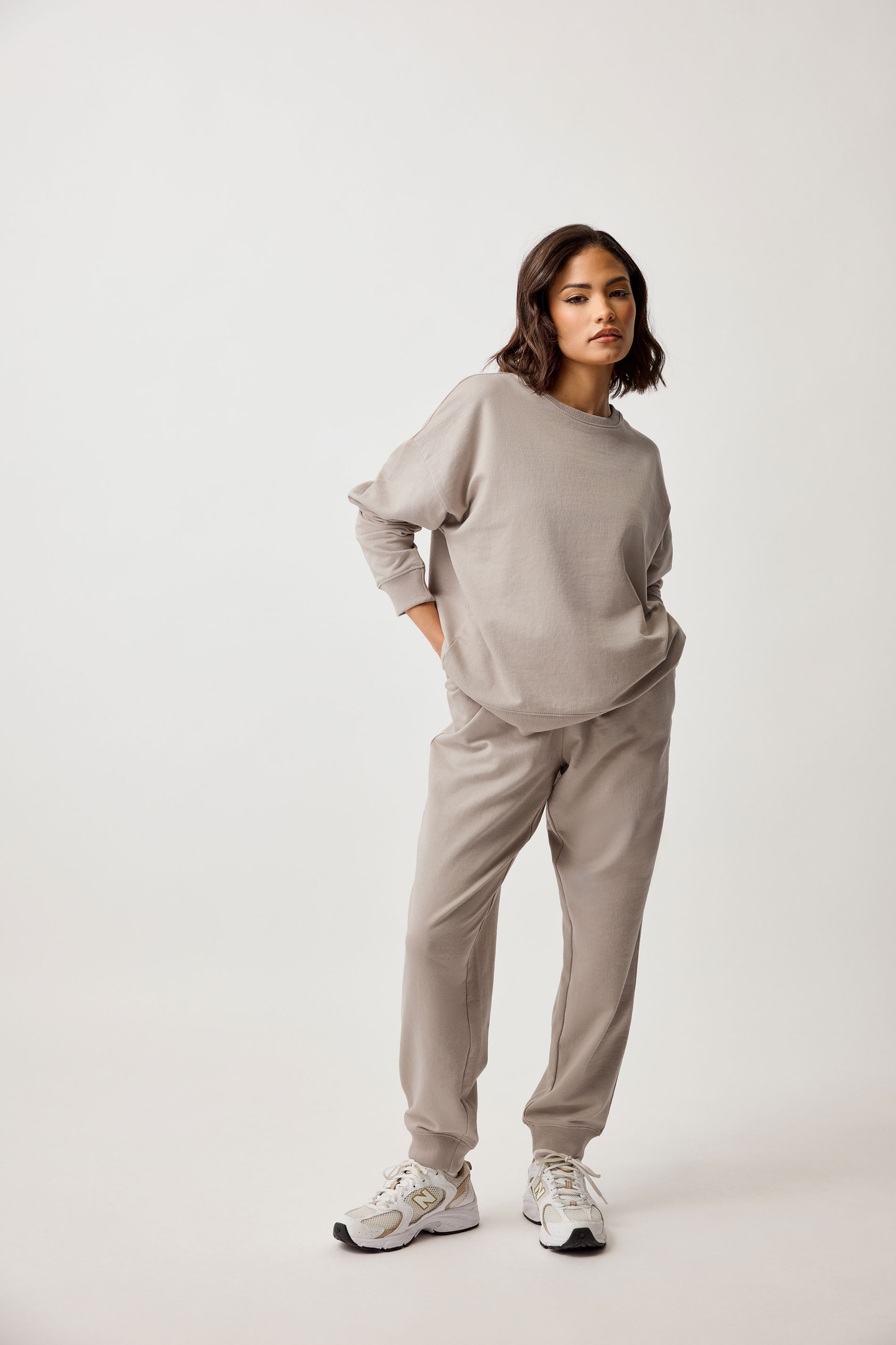 PixieGirl Petite Womens Stone Brown Cuffed Joggers | PixieGirl 1