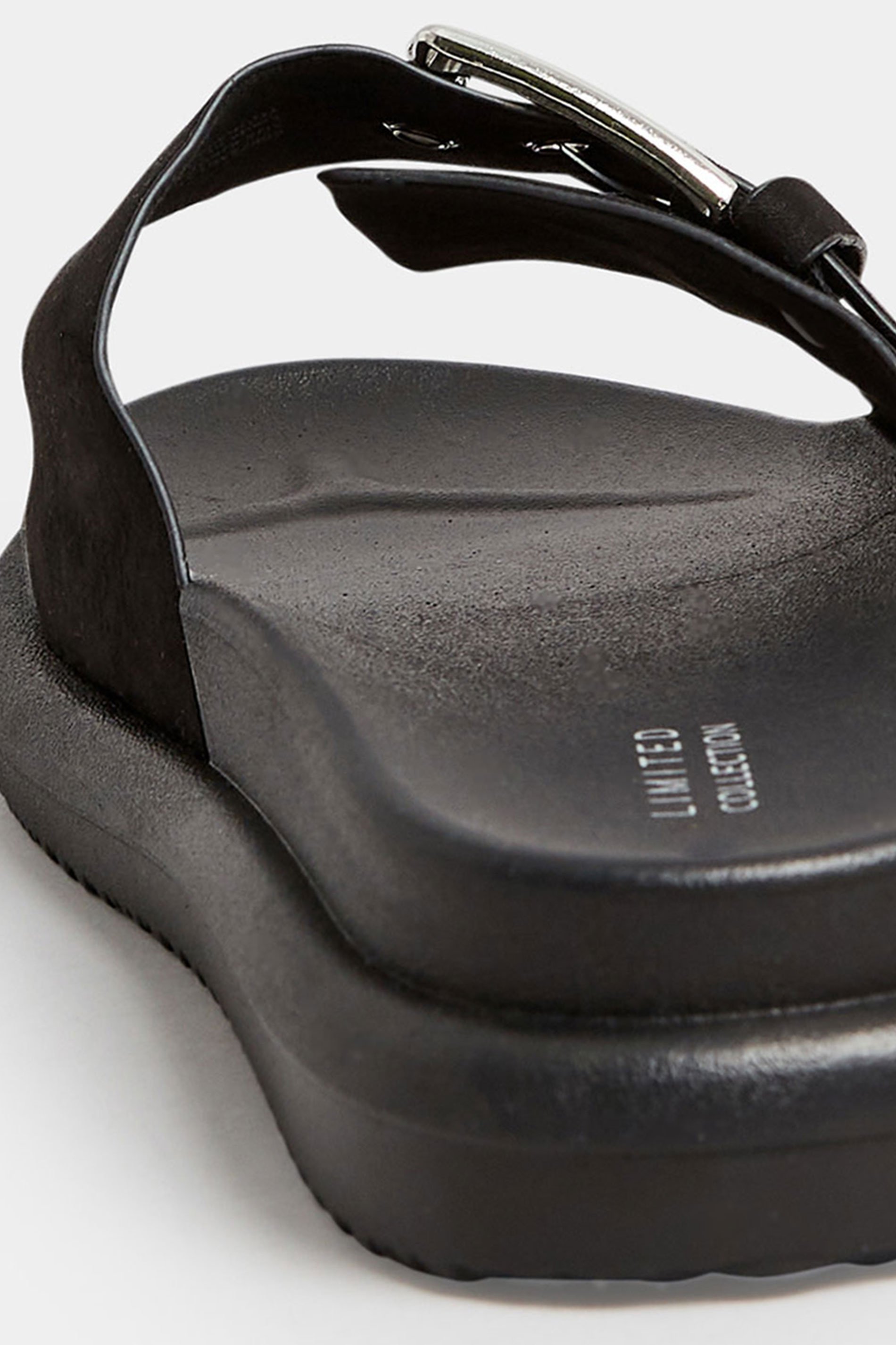 Black Buckle Strap Mule Sandals In Wide E Fit & Extra Wide EEE Fit | Yours Clothing 4