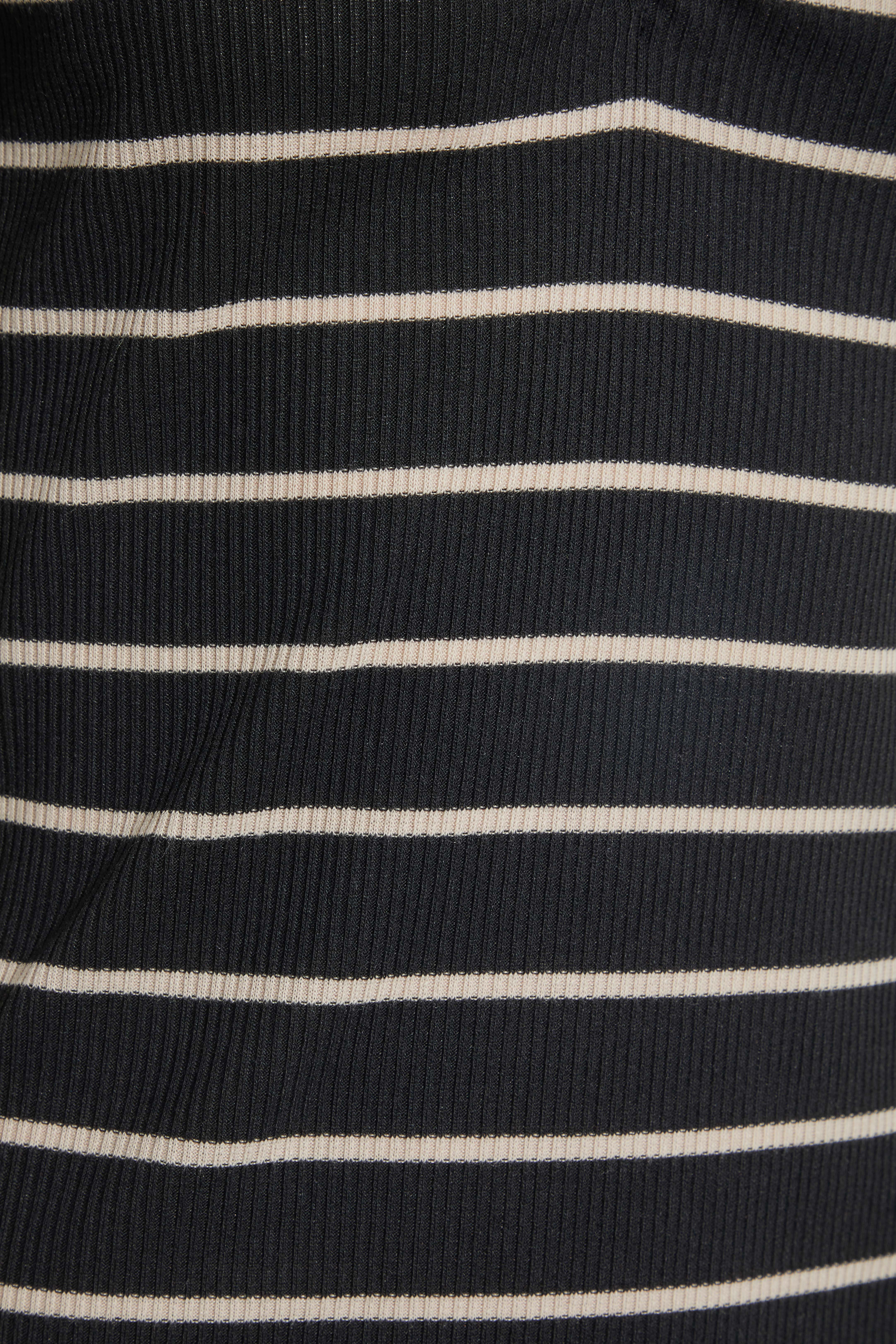 Petite Black Stripe Print Ruched Front T-Shirt | PixieGirl 5