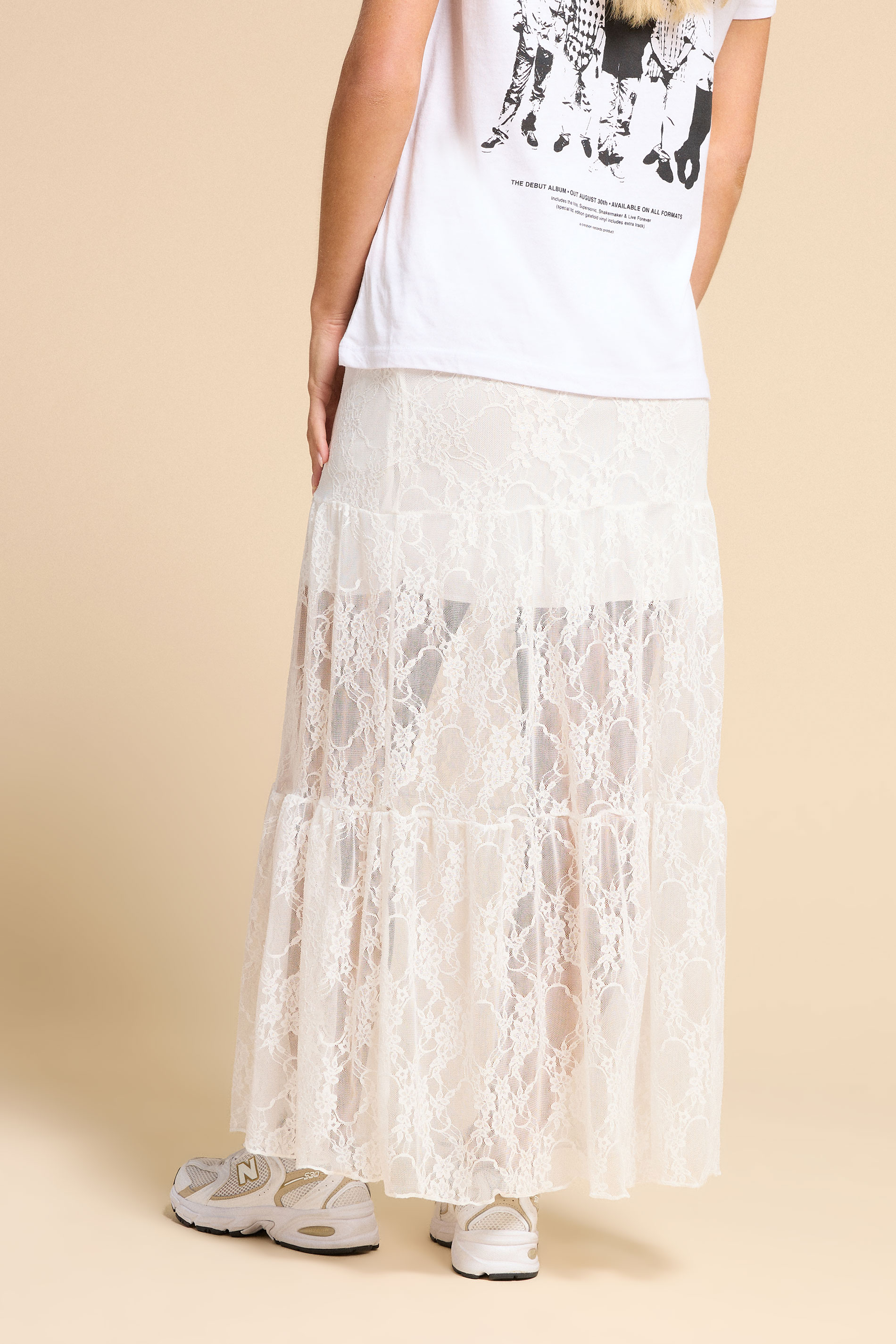 PixieGirl Petite Women's White Lace Lined Maxi Skirt | PixieGirl 4