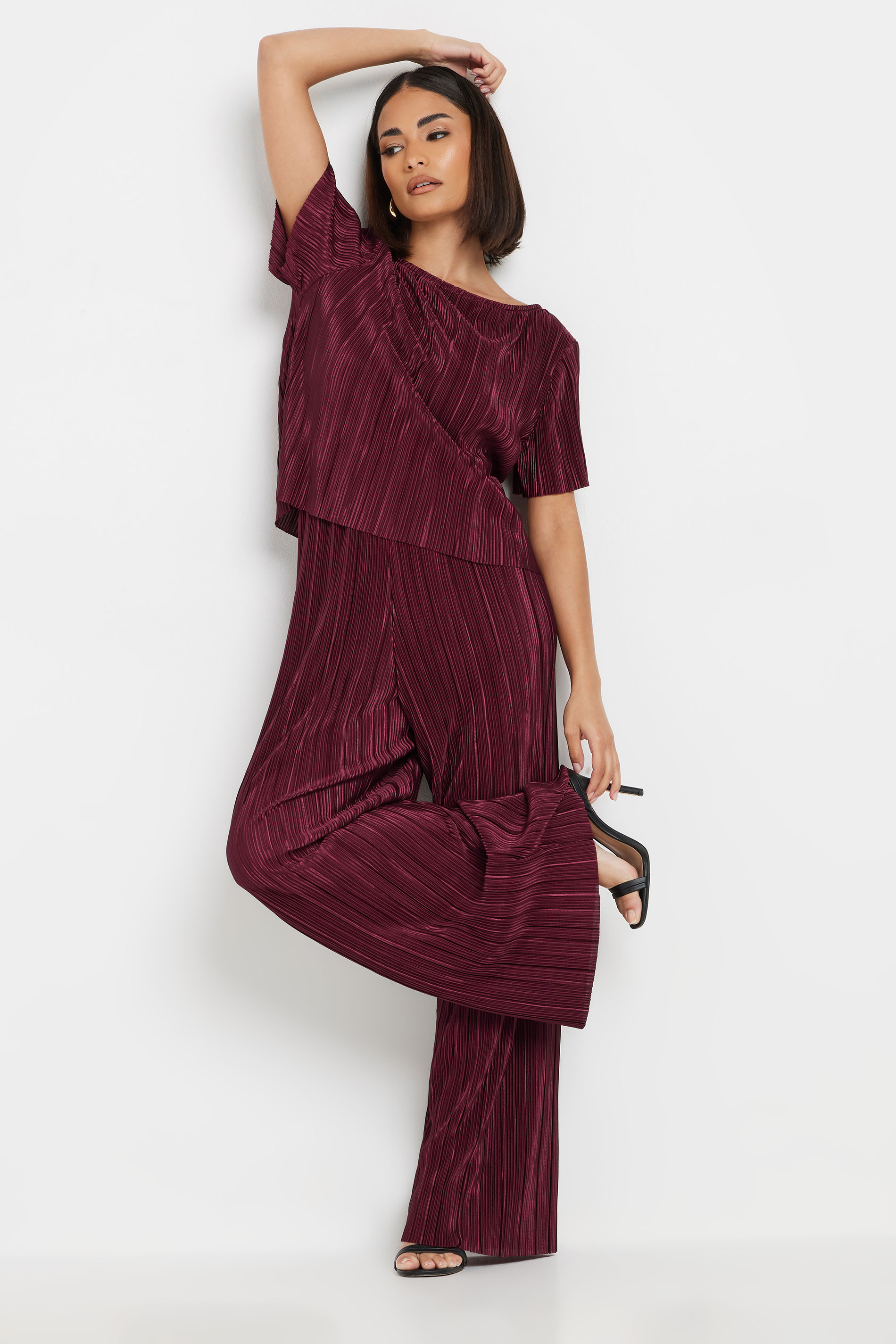 PixieGirl Petite Women's Burgundy Red Textured Top | PixieGirl 2