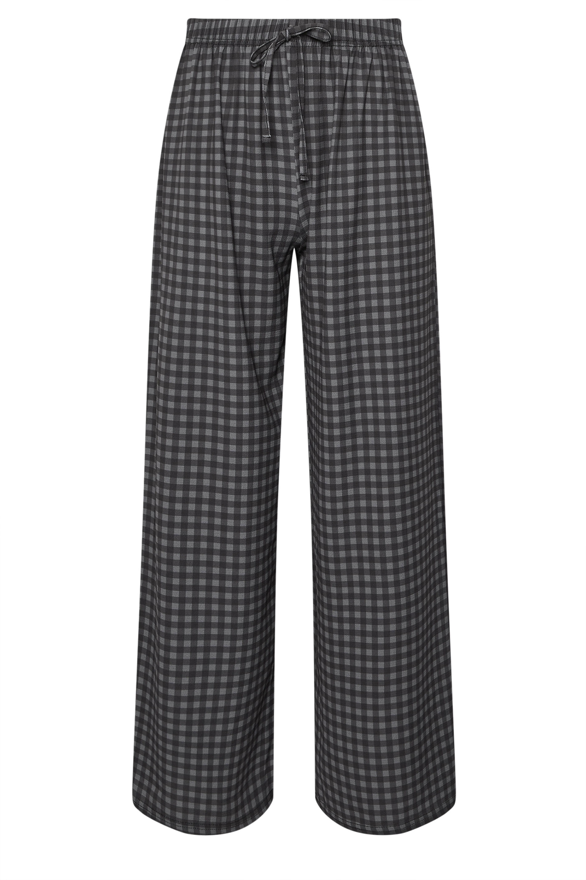 PixieGirl Petite Women's Grey Crinkle Gingham Wide Leg Trousers | PixieGirl 5