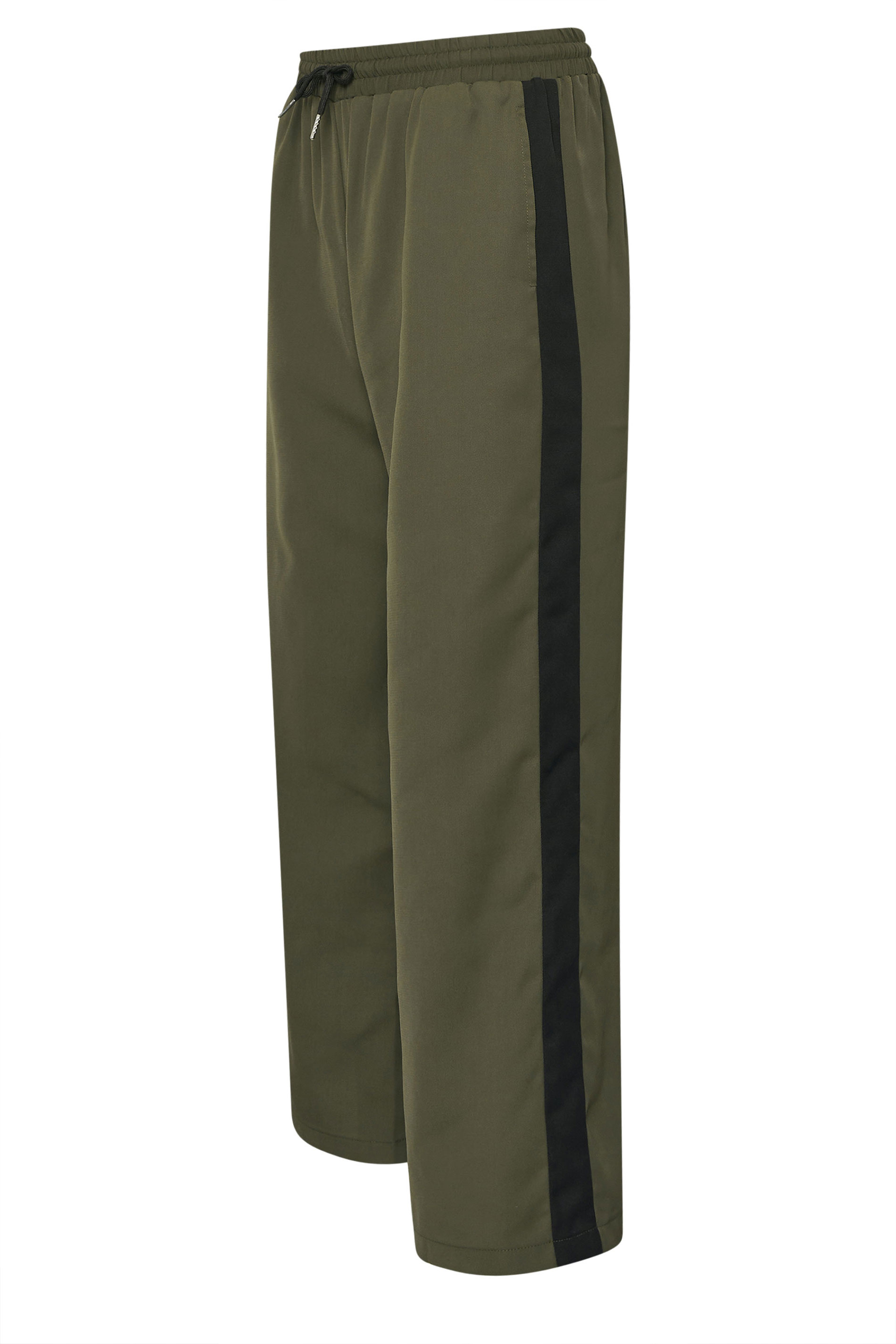 PixieGirl Petite Women's Khaki Green Striped Wide Leg Trousers | PixieGirl 6