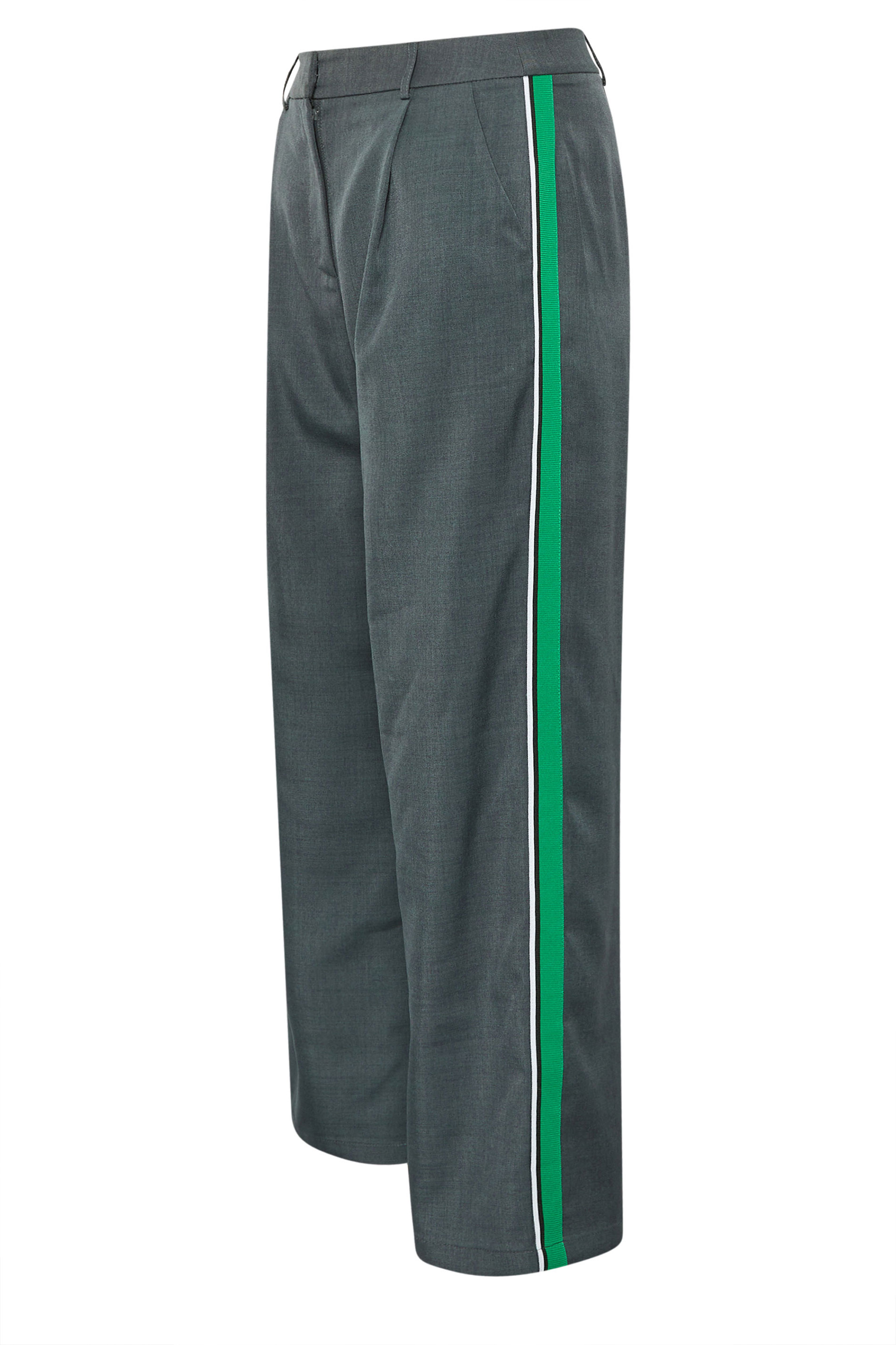PixieGirl Petite Women's Grey & Green Striped Formal Trousers | PixieGirl 3