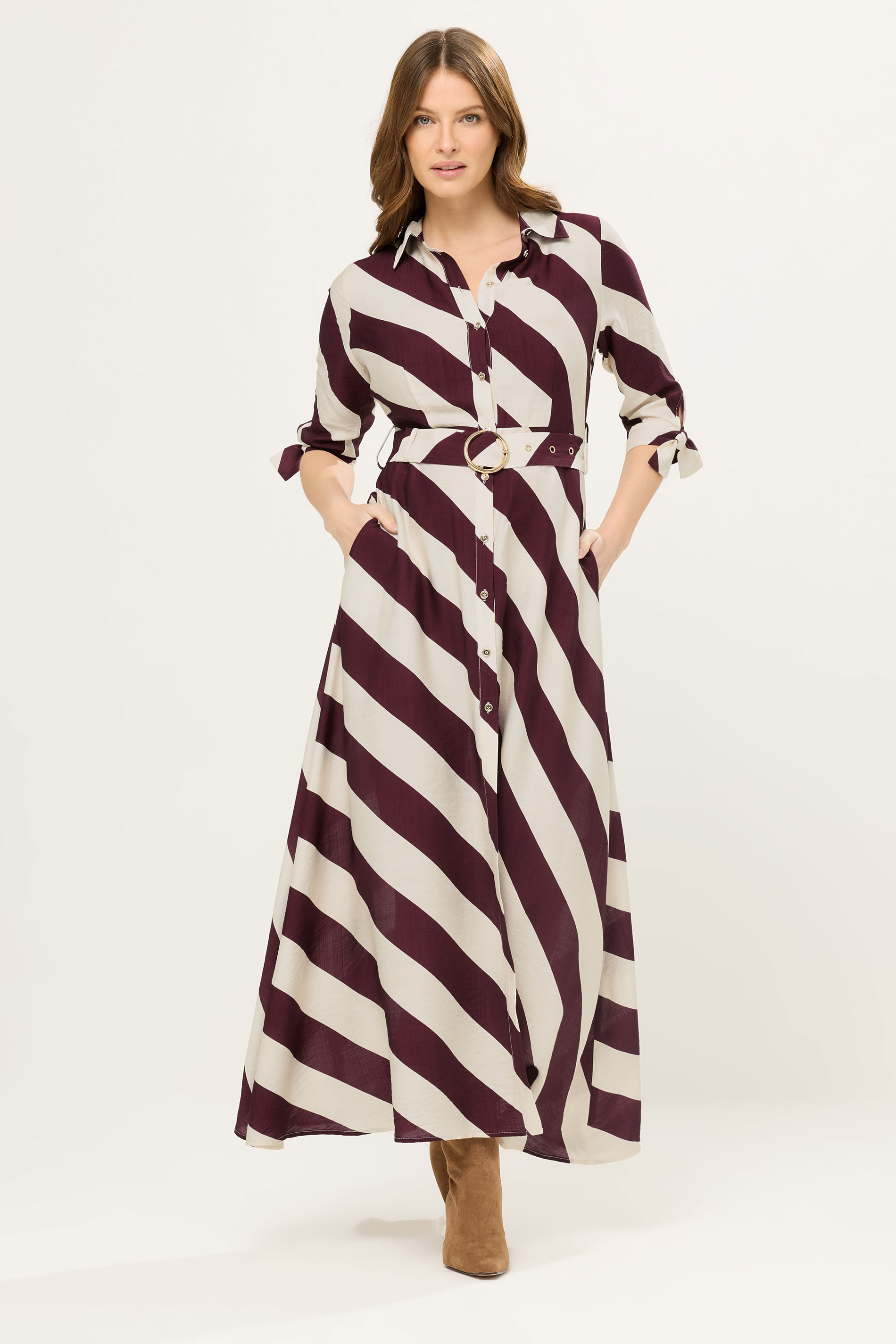 STAR Burgundy Red Stripe Shirt Dress | StarByJM 3