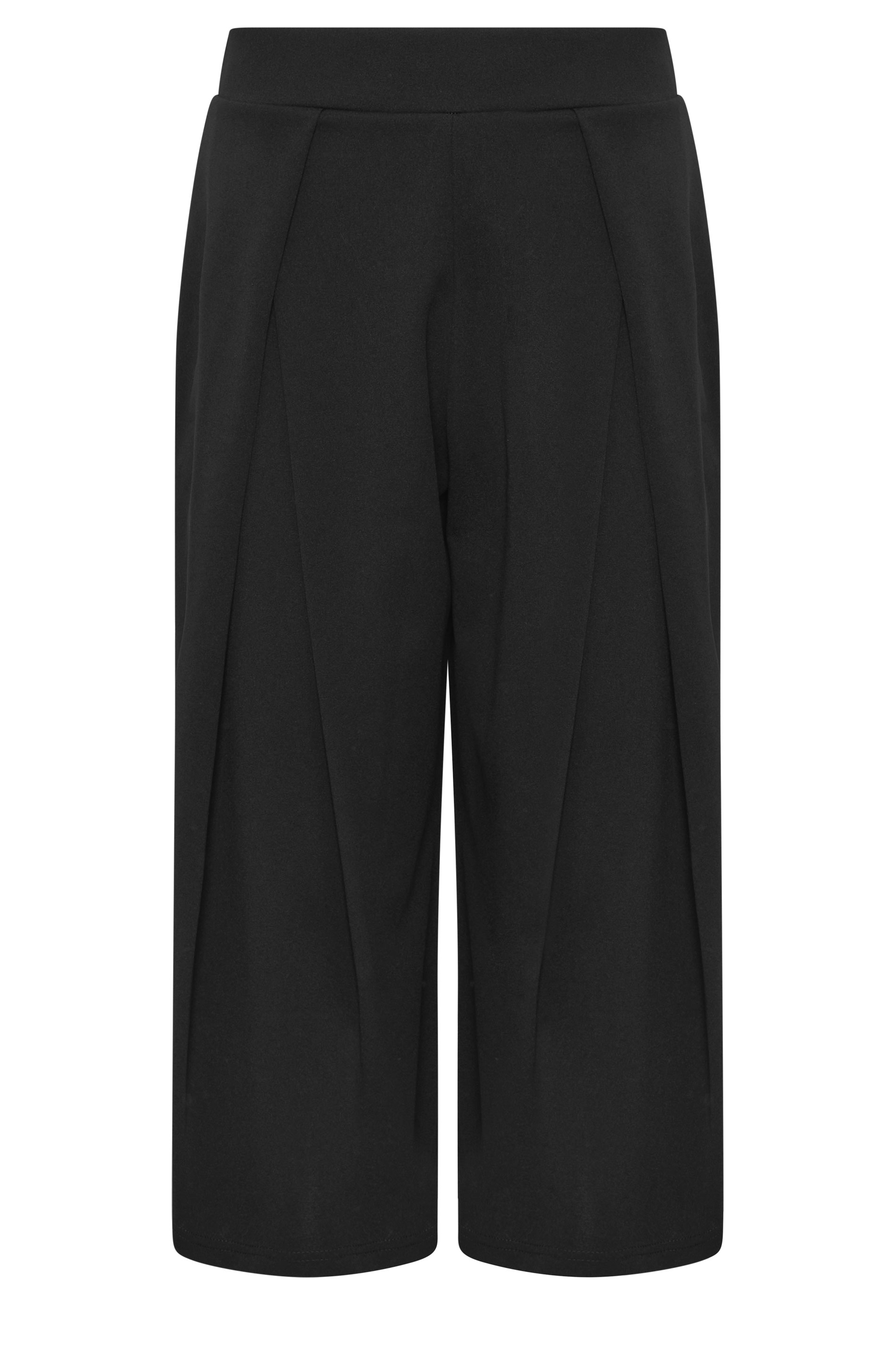 PixieGirl Petite Women's Black Pleated Cropped Wide Leg Trousers