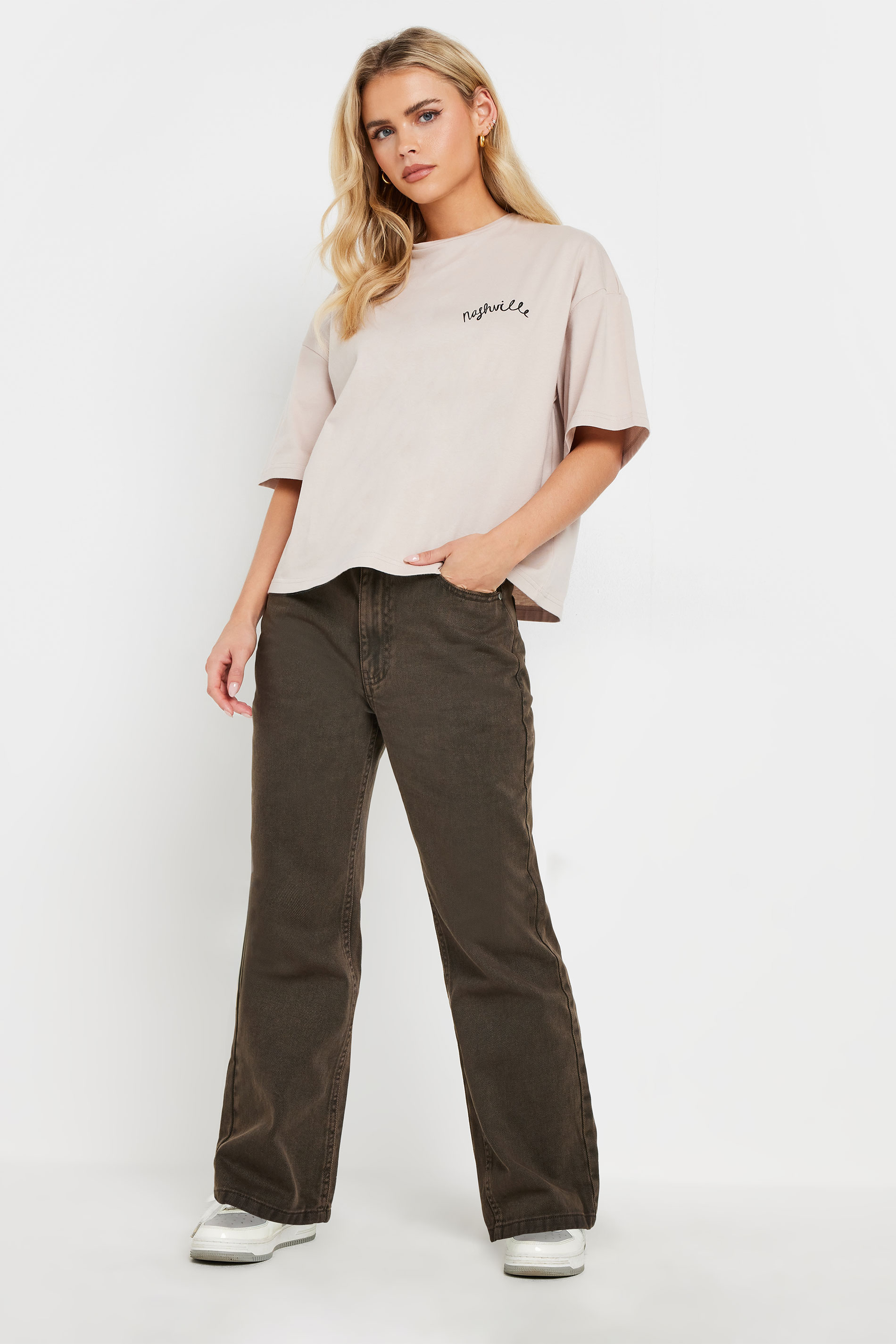 PixieGirl Petite Women's Brown Straight Leg Jeans | PixieGirl  1