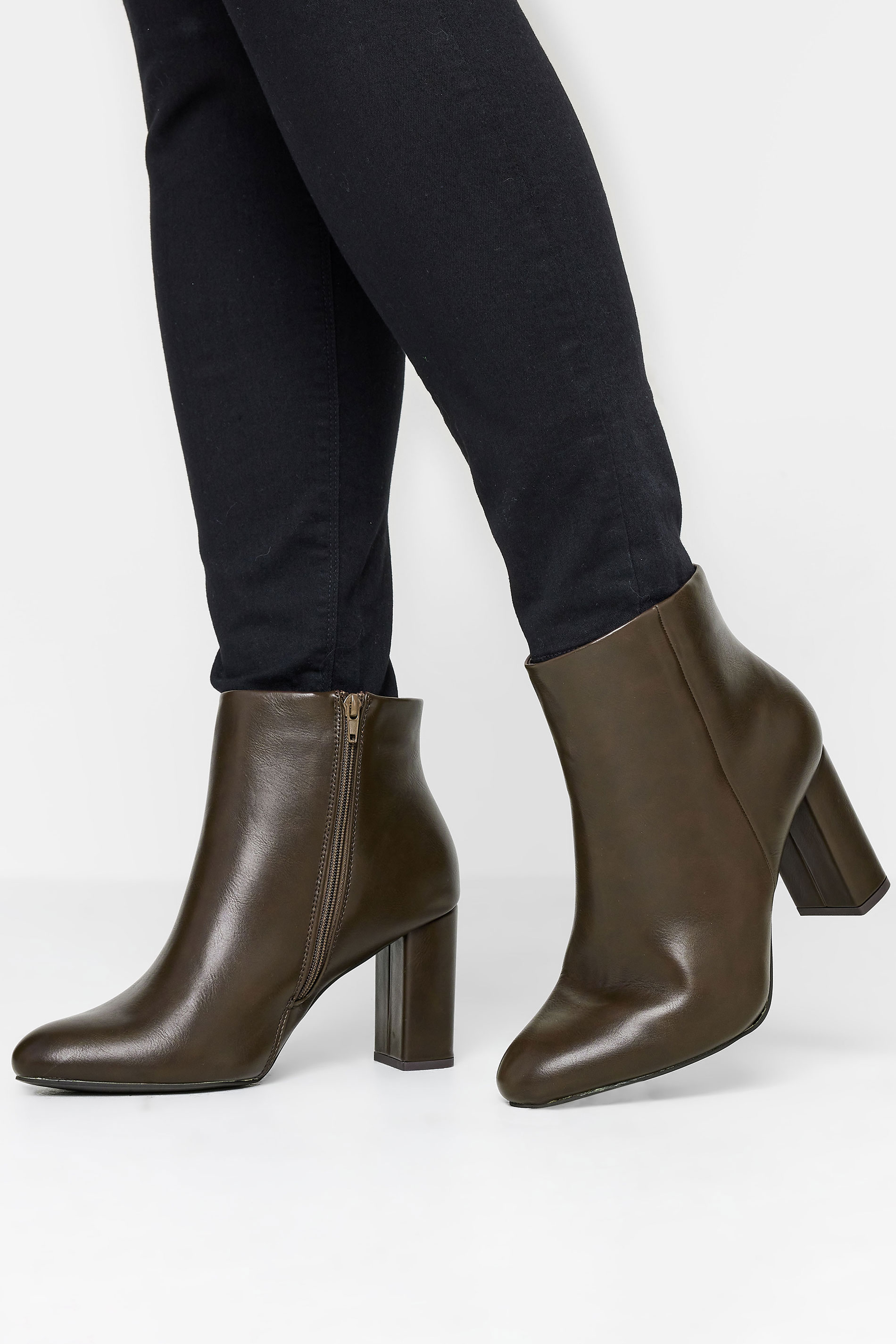 LIMITED COLLECTION Brown Heeled Ankle Boots In Extra Wide EEE Fit | Yours Clothing  1