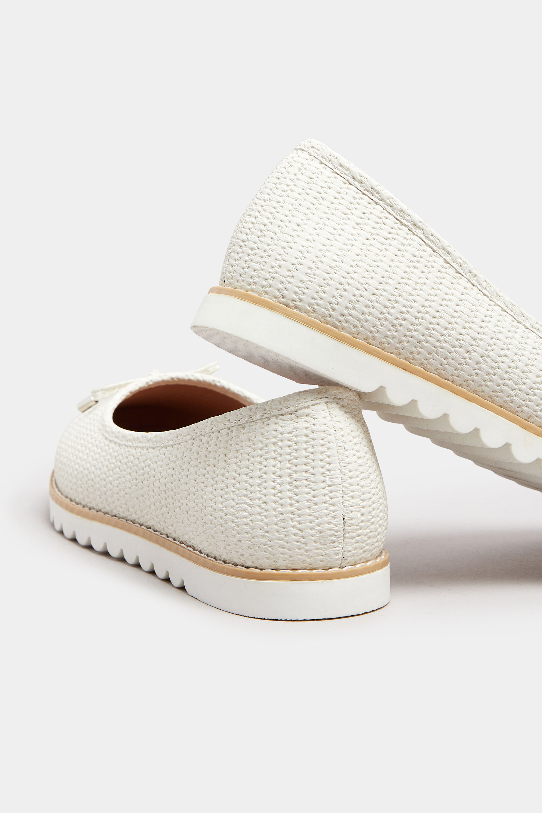 White Woven Ballerina Pumps In Wide E Fit & Extra Wide EEE Fit | Yours Clothing 6