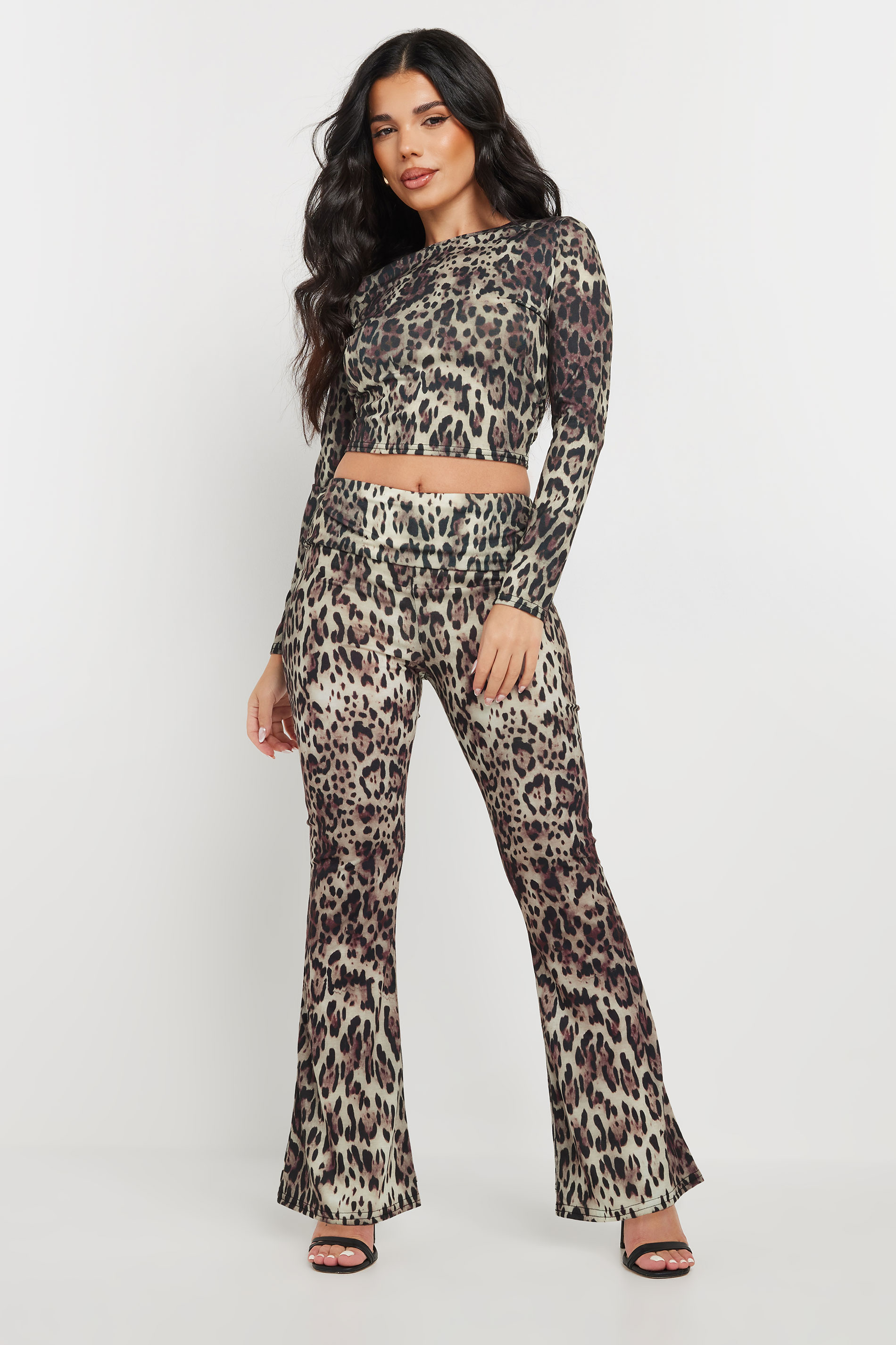 PixieGirl Petite Women's Natural Brown Leopard Print Crop Top | PixieGirl 2