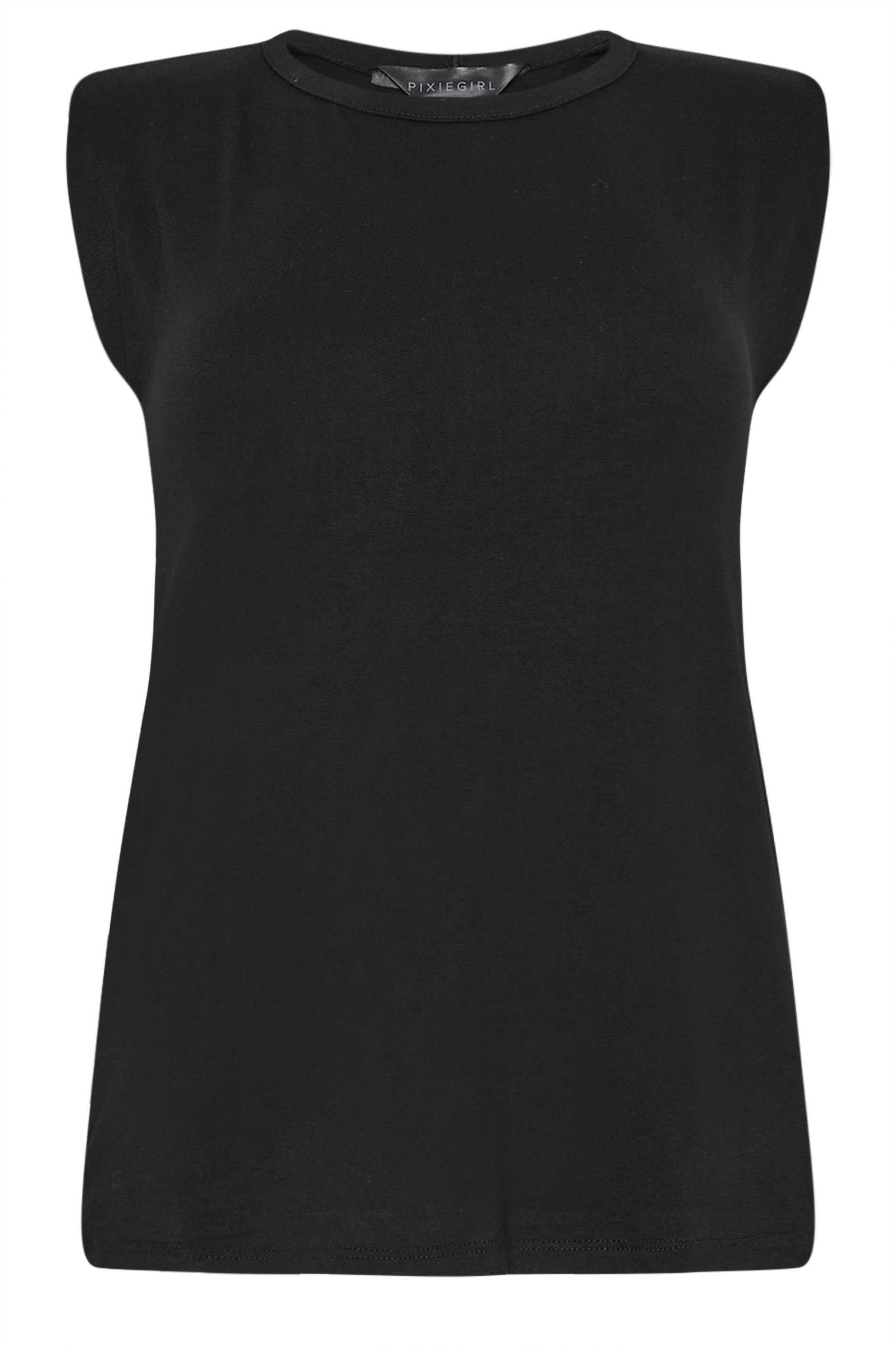 PixieGirl Petite Women's Black Shoulder Padded Top | PixieGirl 5