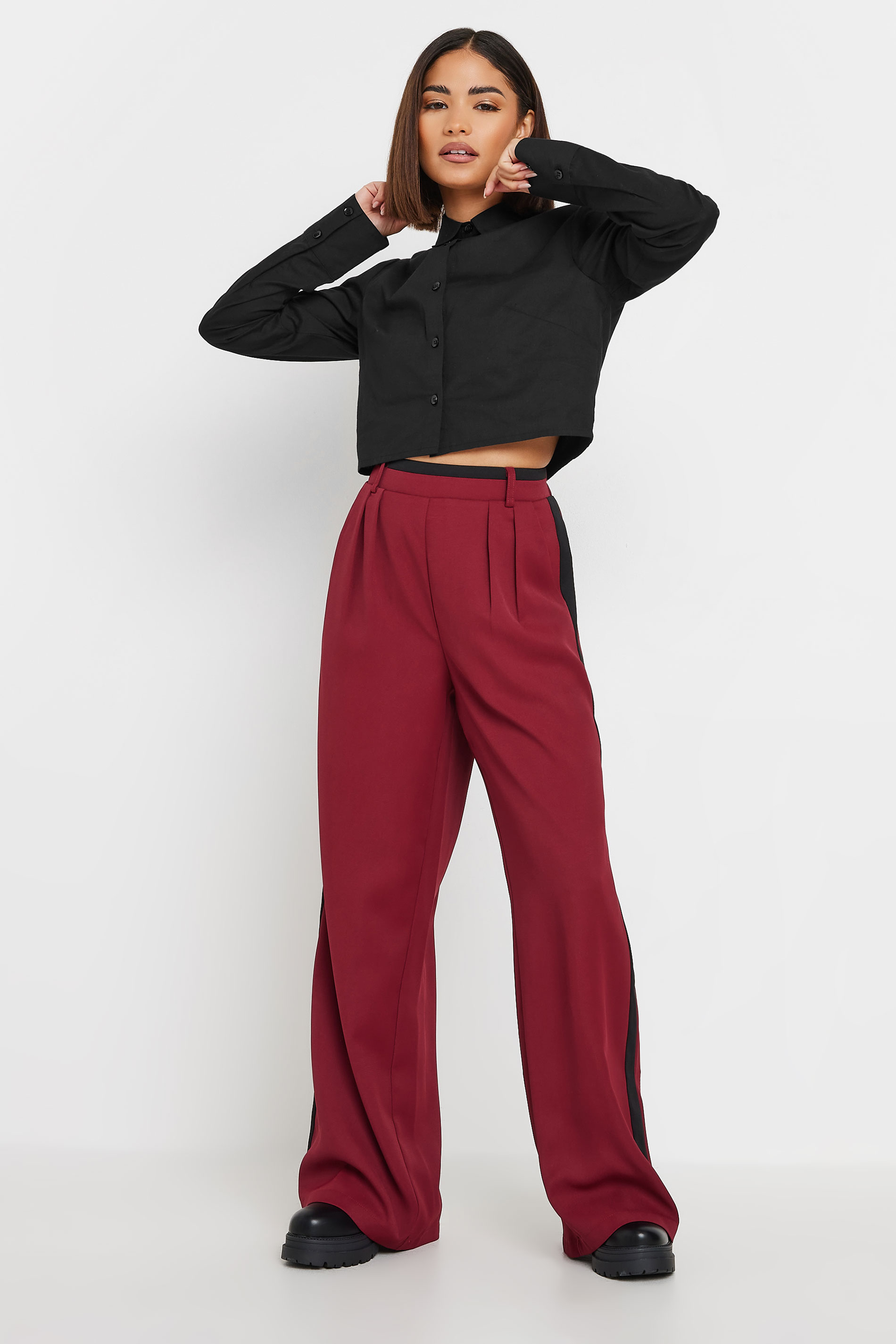 PixieGirl Petite Women's Black Long Sleeve Cropped Shirt | PixieGirl 2