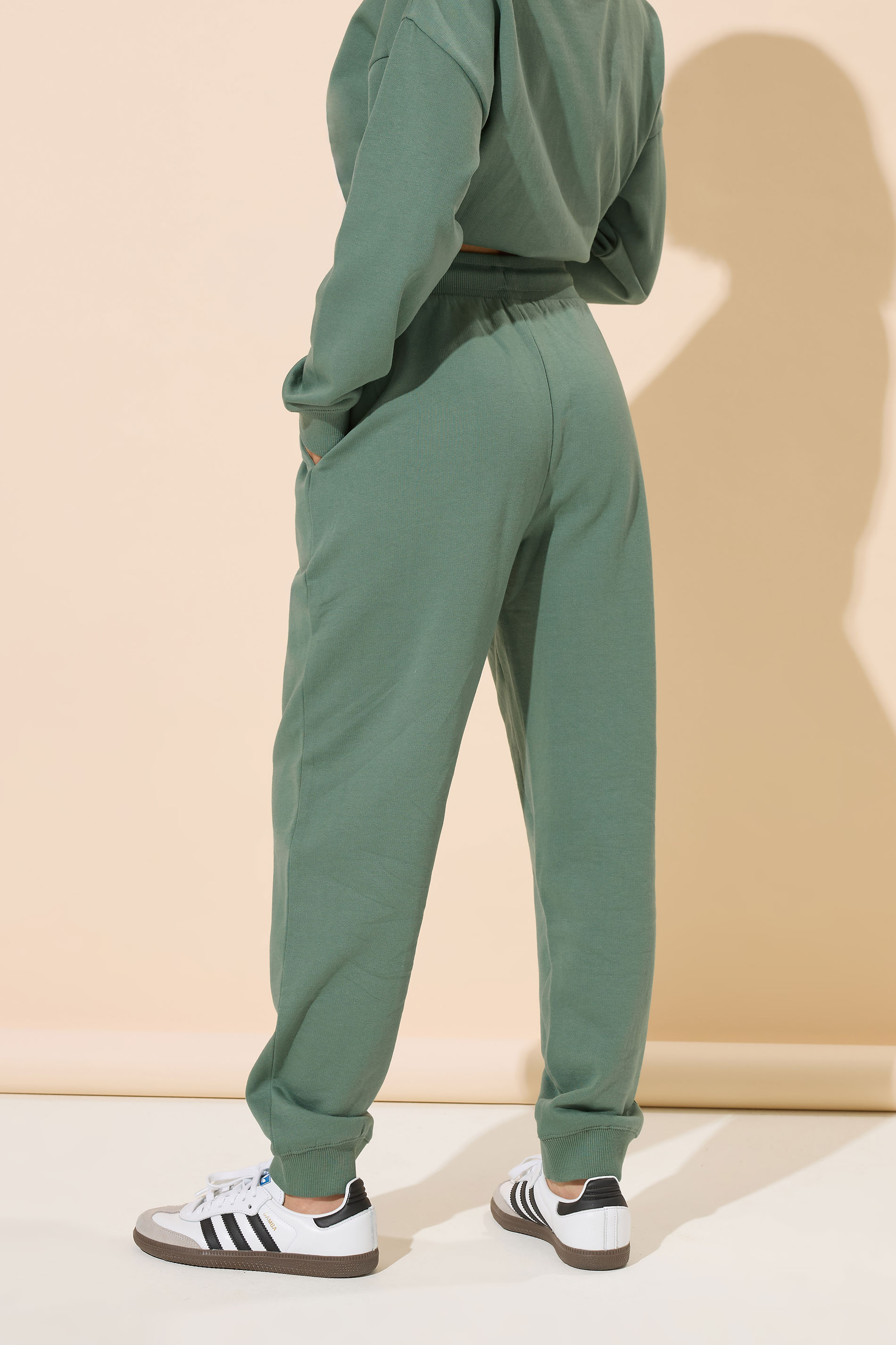 PixieGirl Petite Women's Green Drawstring Cuffed Joggers | PixieGirl 3