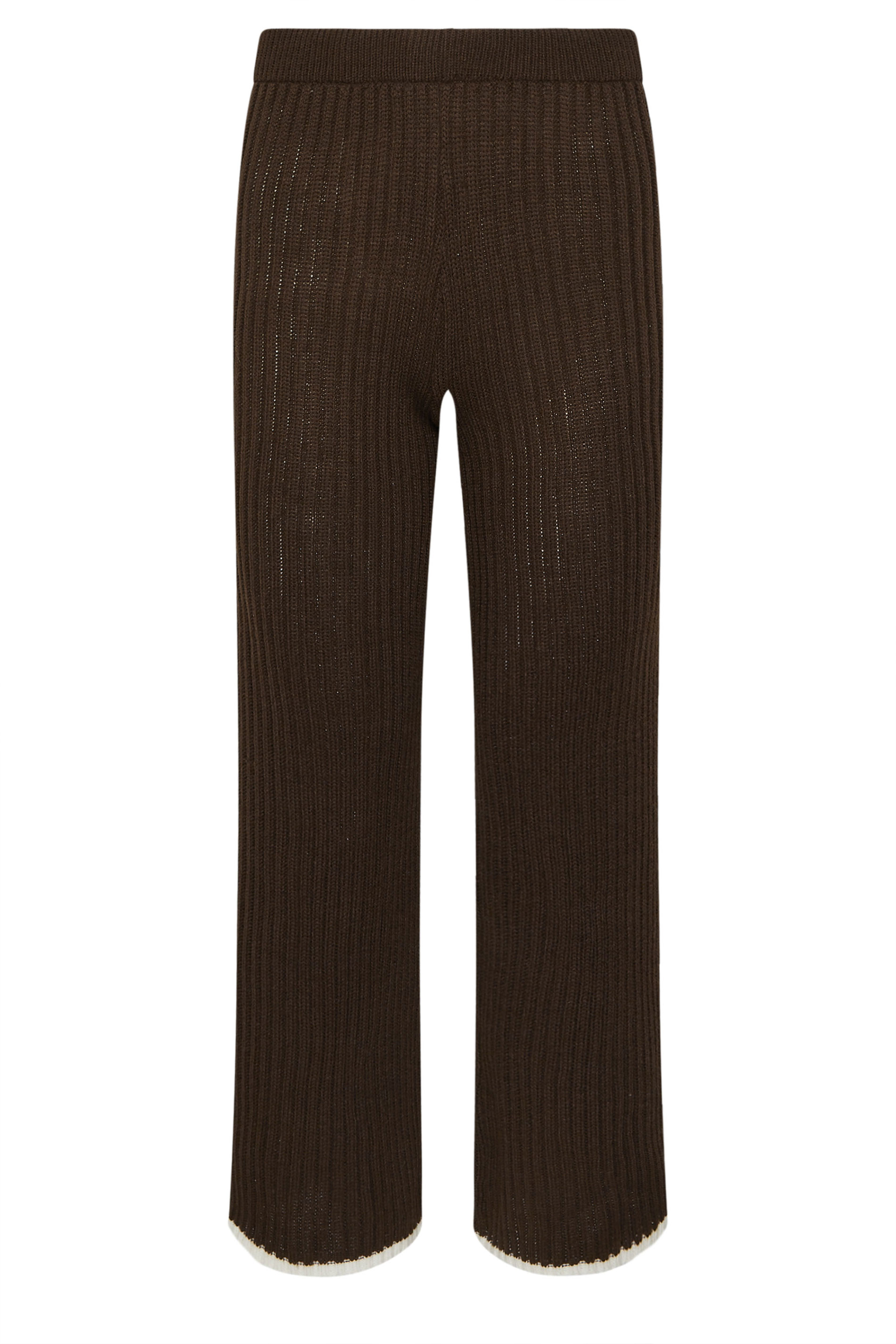 PixieGirl Petite Women's Chocolate Brown Knitted Side Stripe Trousers | PixieGirl 6