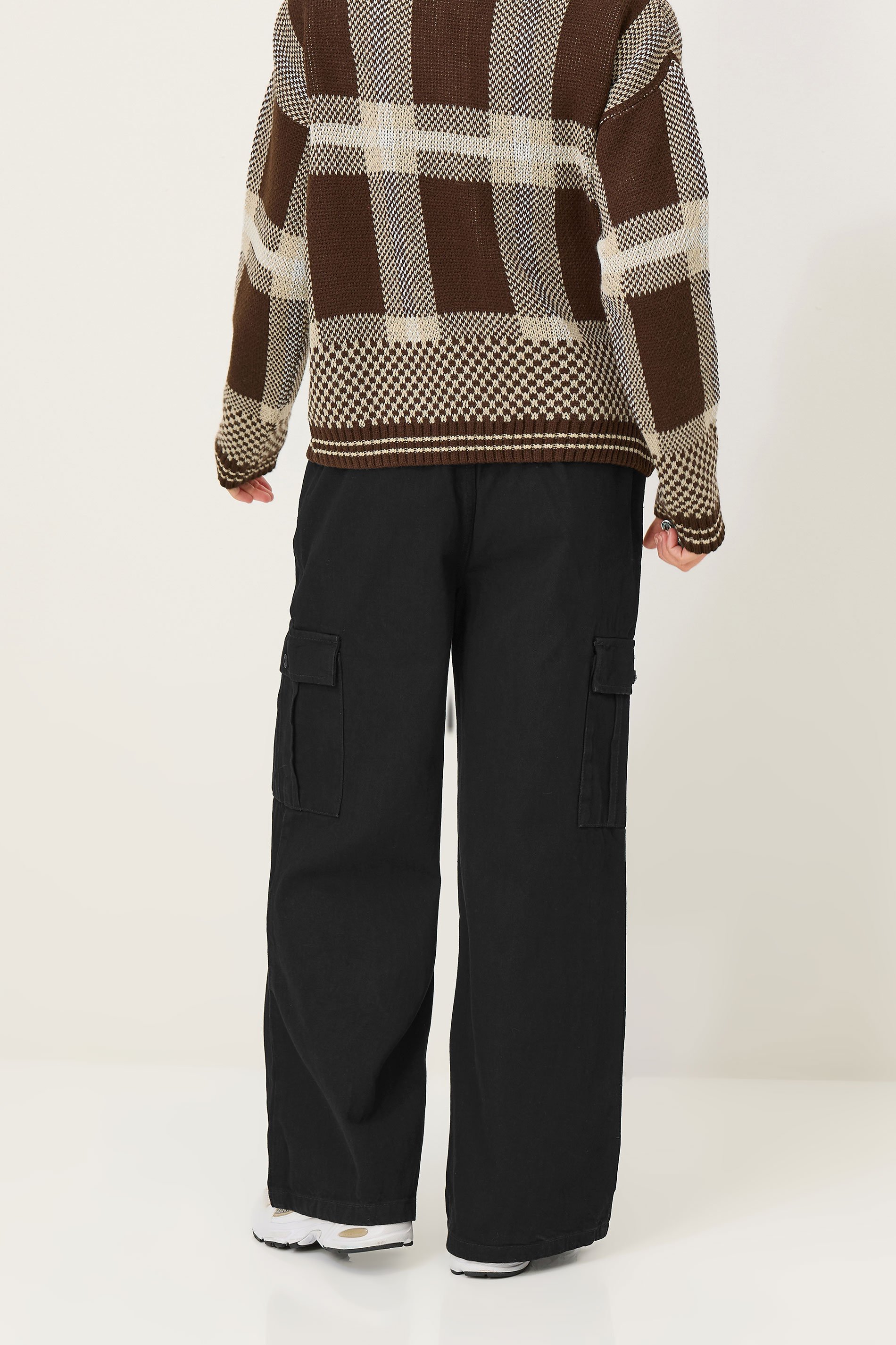 PixieGirl Petite Women's Black Cargo Wide Leg Jeans | PixieGirl 3