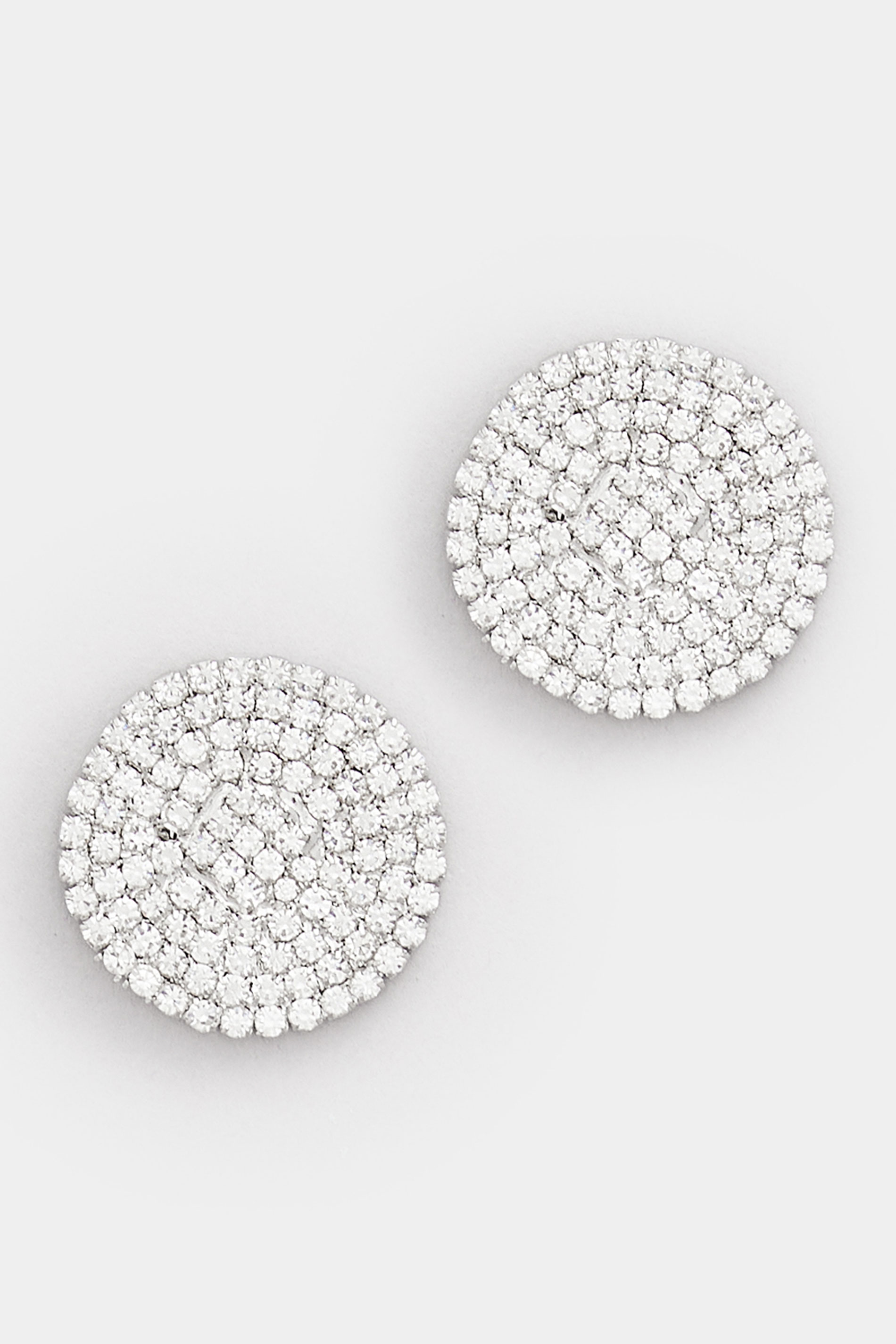 Silver Tone Diamante Disc Stud Earrings | Yours Clothing 2