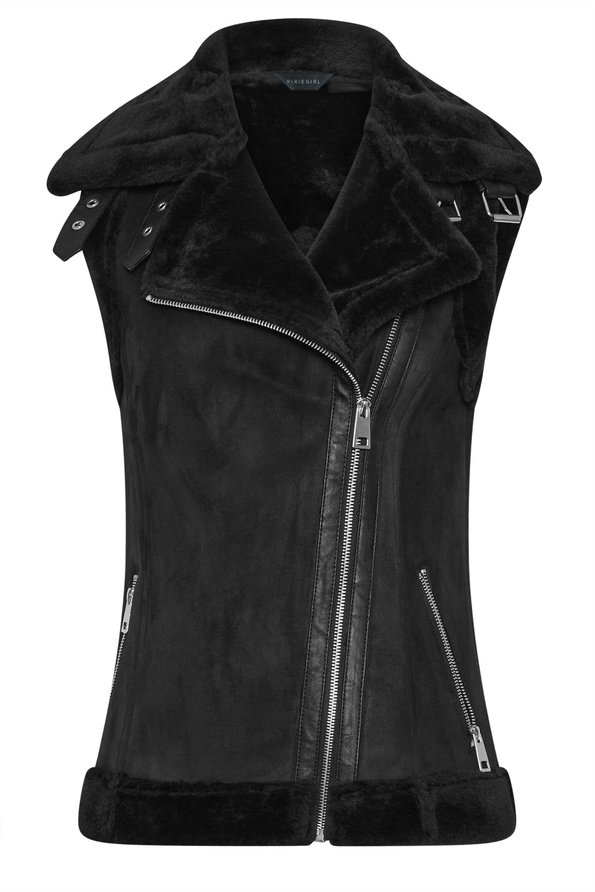 PixieGirl Petite Womens Black Aviator Gilet | PixieGirl  6