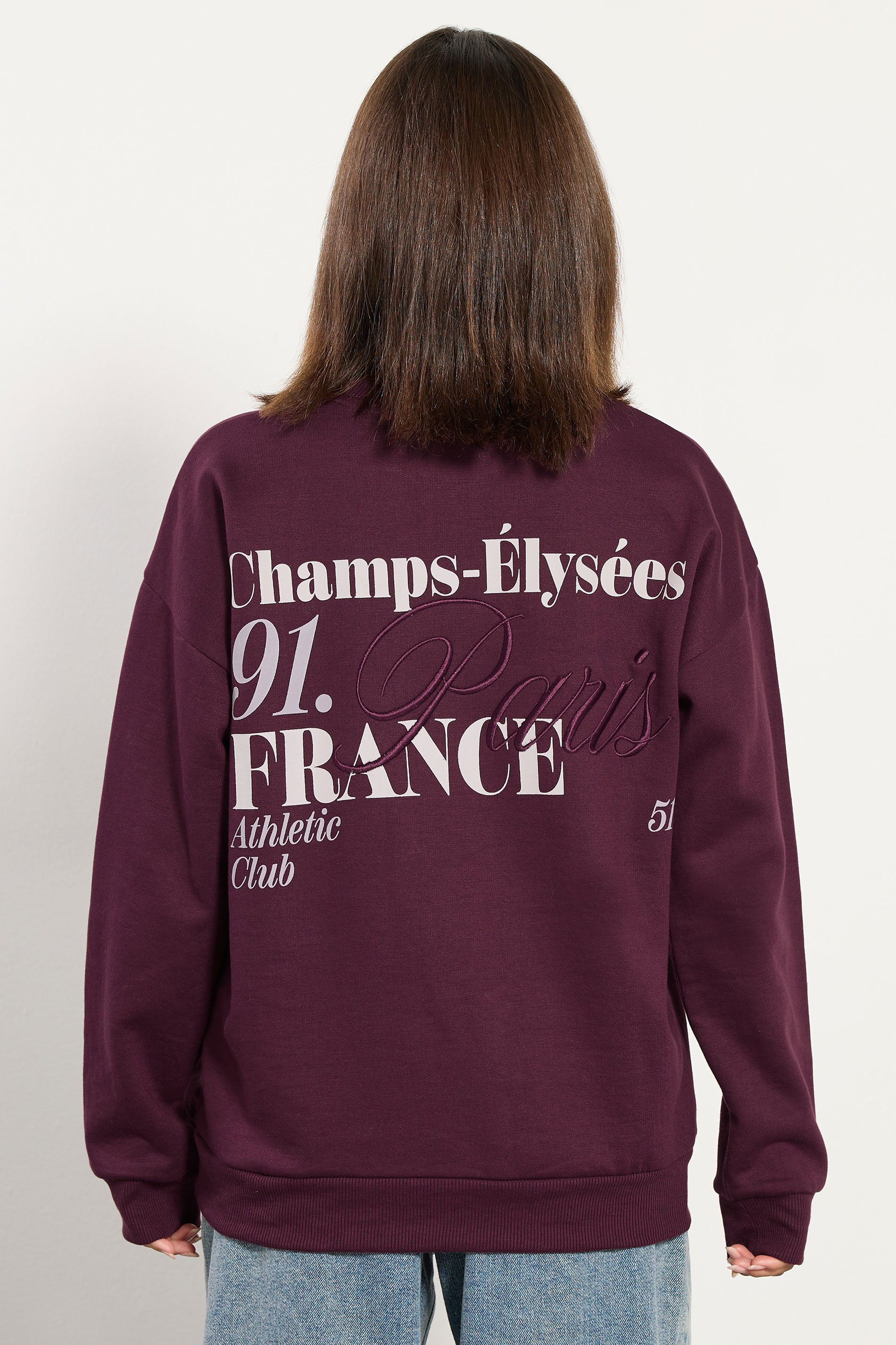 PixieGirl Petite Women's Burgundy Red Slogan Sweatshirt | PixieGirl 4