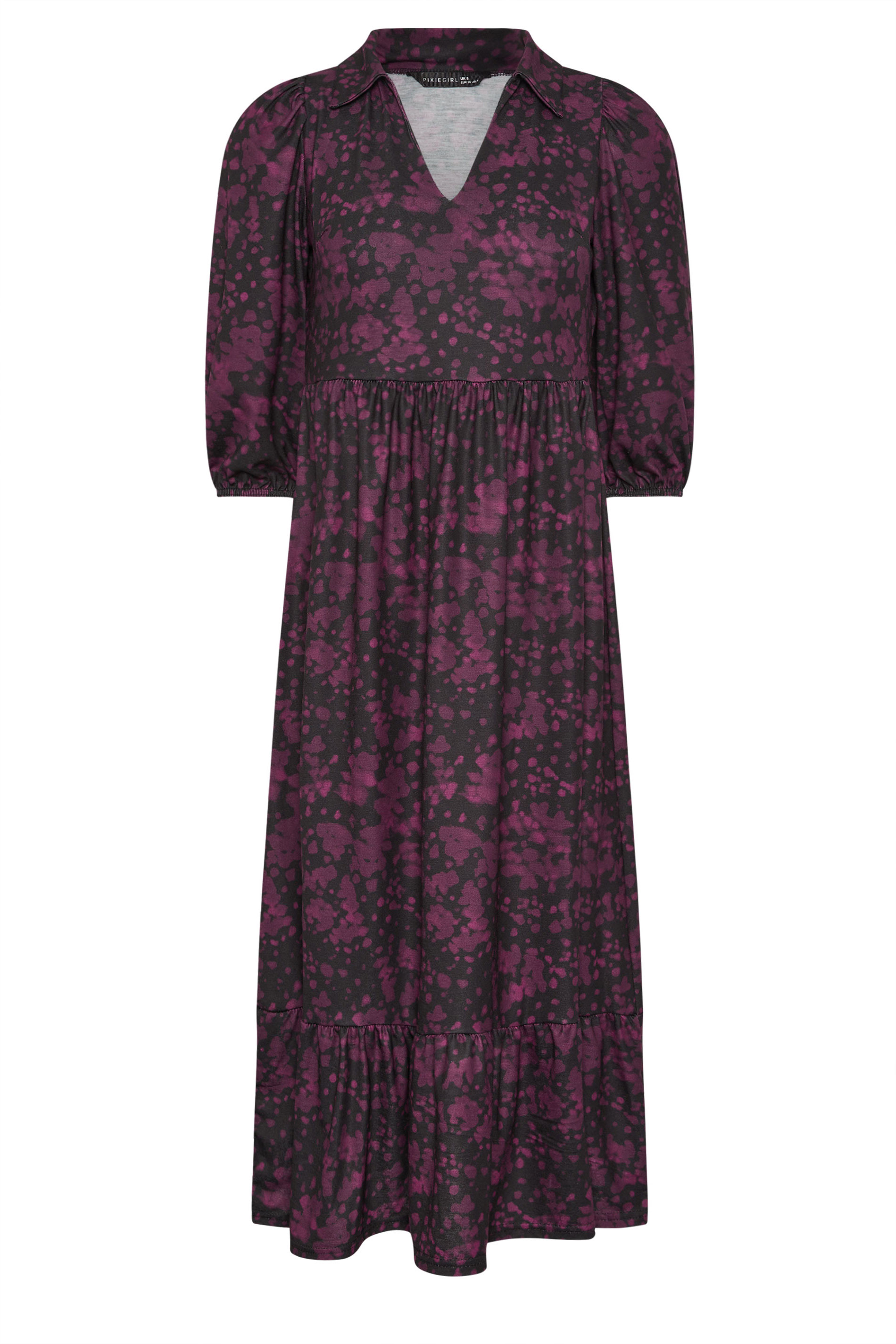 PixieGirl Petite Women's Burgundy Red Abstract Midaxi Dress | PixieGirl 5