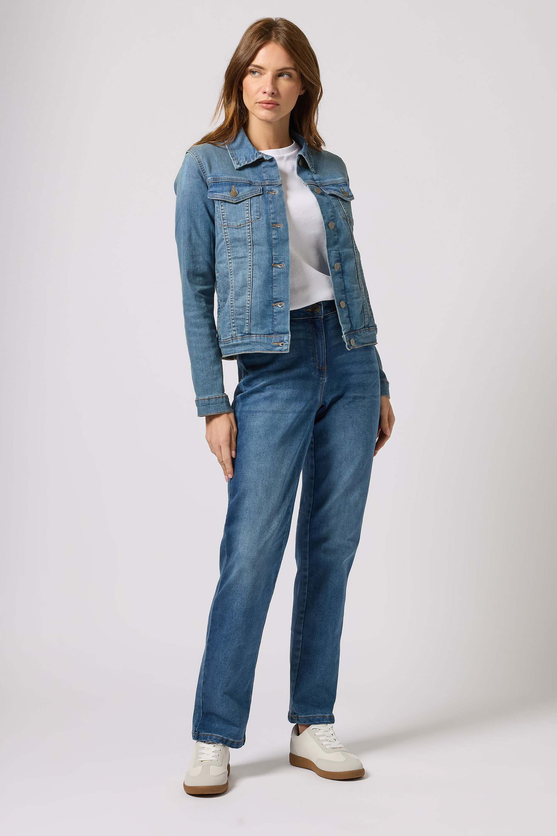 M&Co Blue Mid Wash Denim Jacket | M&Co 1