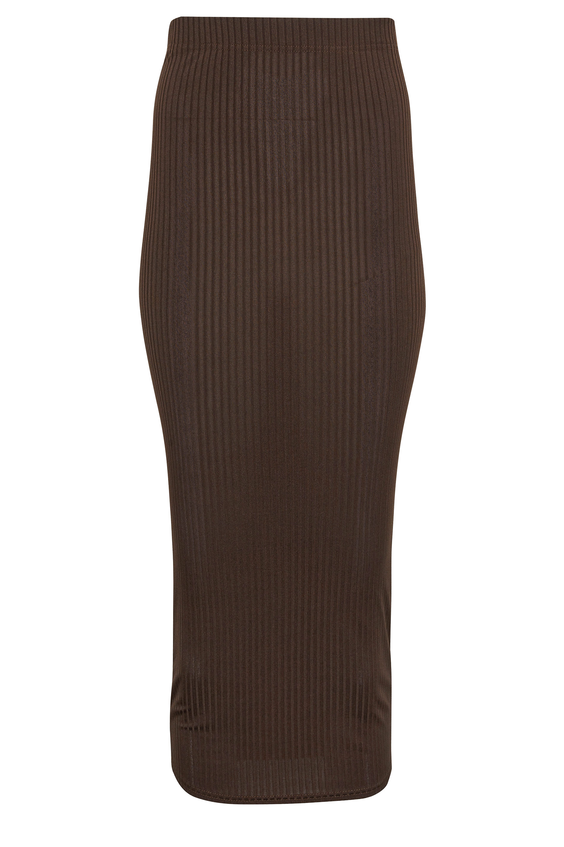 PixieGirl Petite Women's Chocolate Brown Ribbed Maxi Tube Skirt | PixieGirl 5