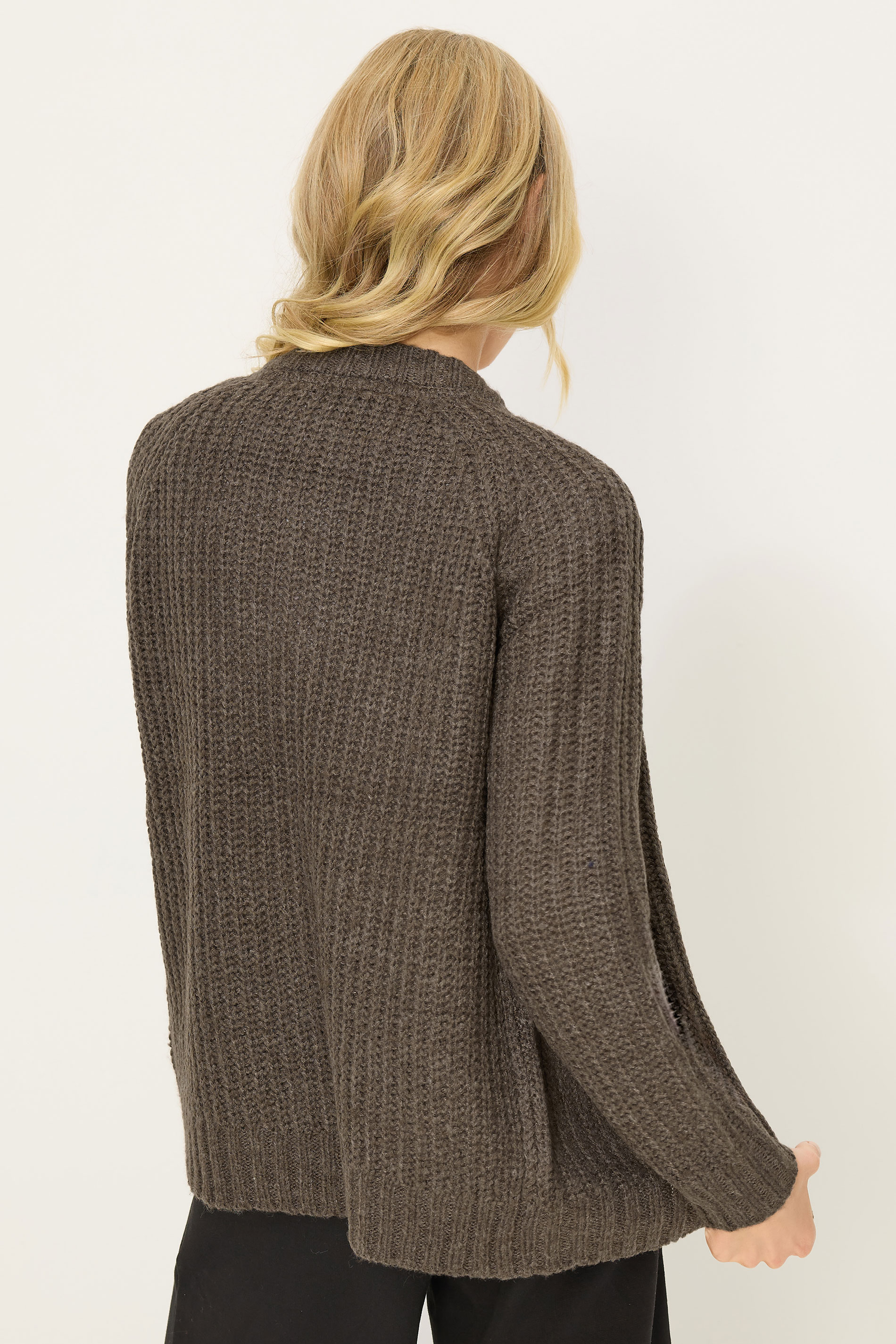 PixieGirl Petite Women's Brown Knitted Zip Cardigan | PixieGirl 3