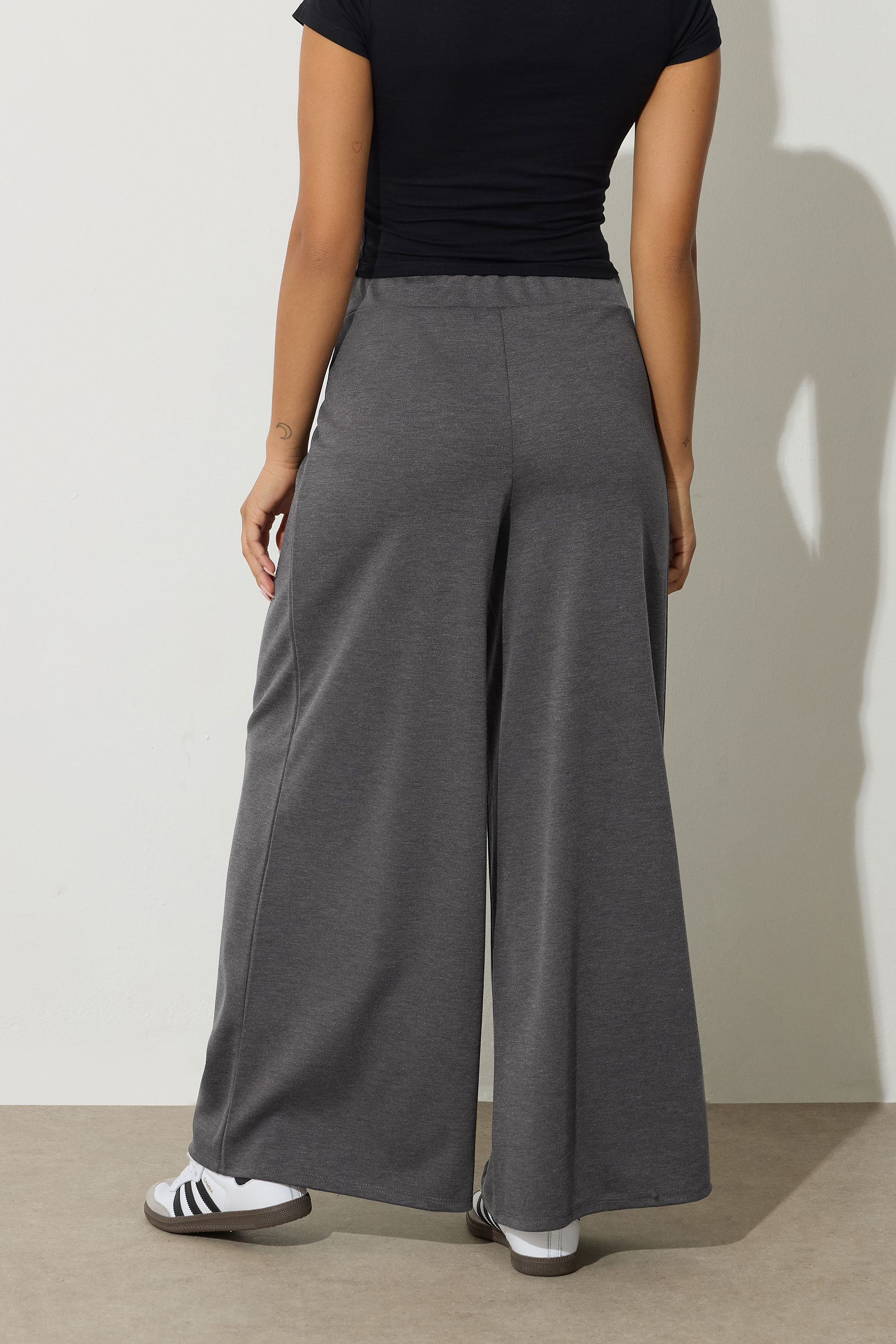 PixieGirl Petite Women's Dark Grey Ponte Palazzo Trousers | PixieGirl 3
