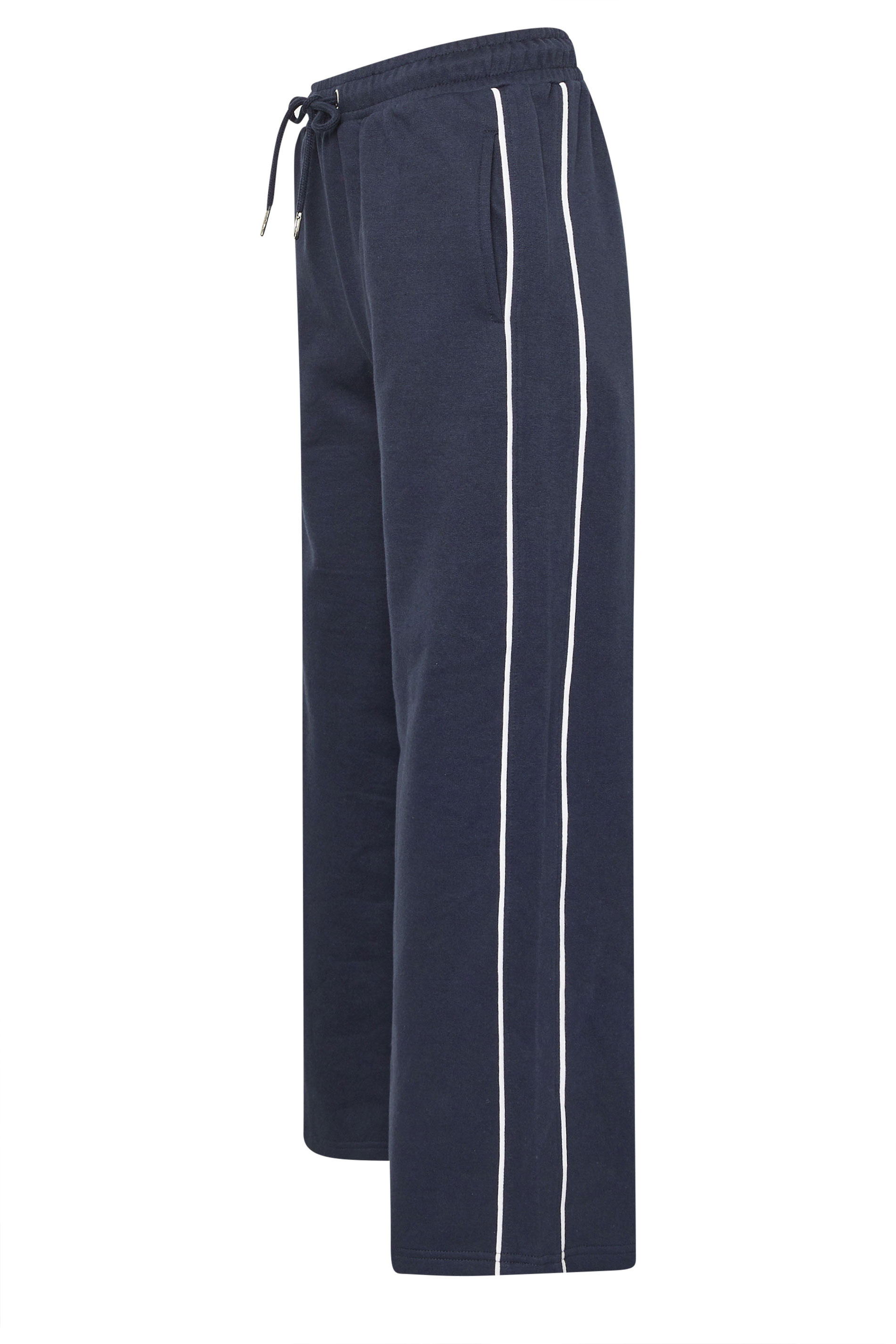 PixieGirl Petite Women's Navy Blue Contrast Piping Wide Leg Joggers | PixieGirl 7