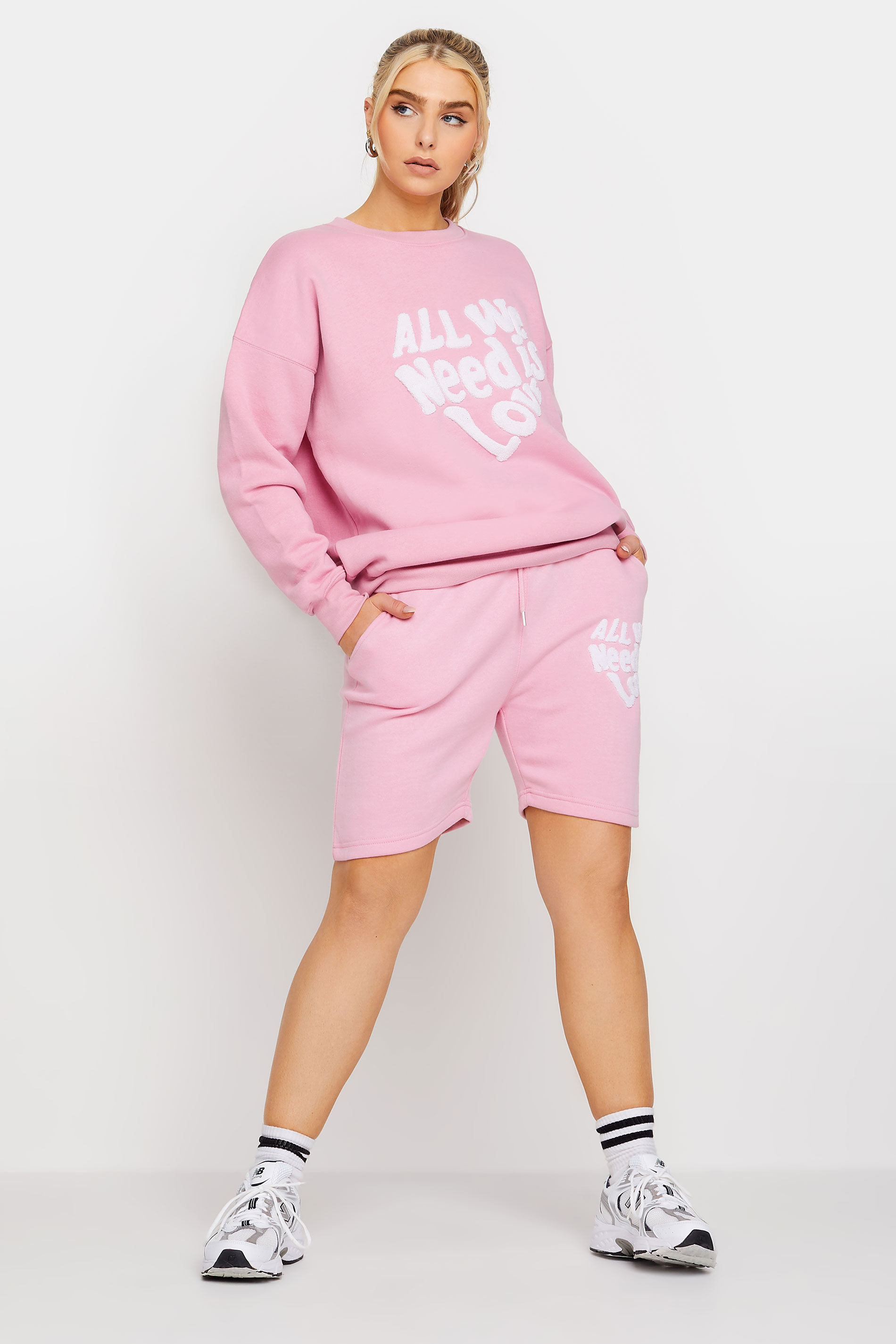 Pink 'All We Need Is Love' Slogan Oversized Sweatshirt | PixieGirl 2