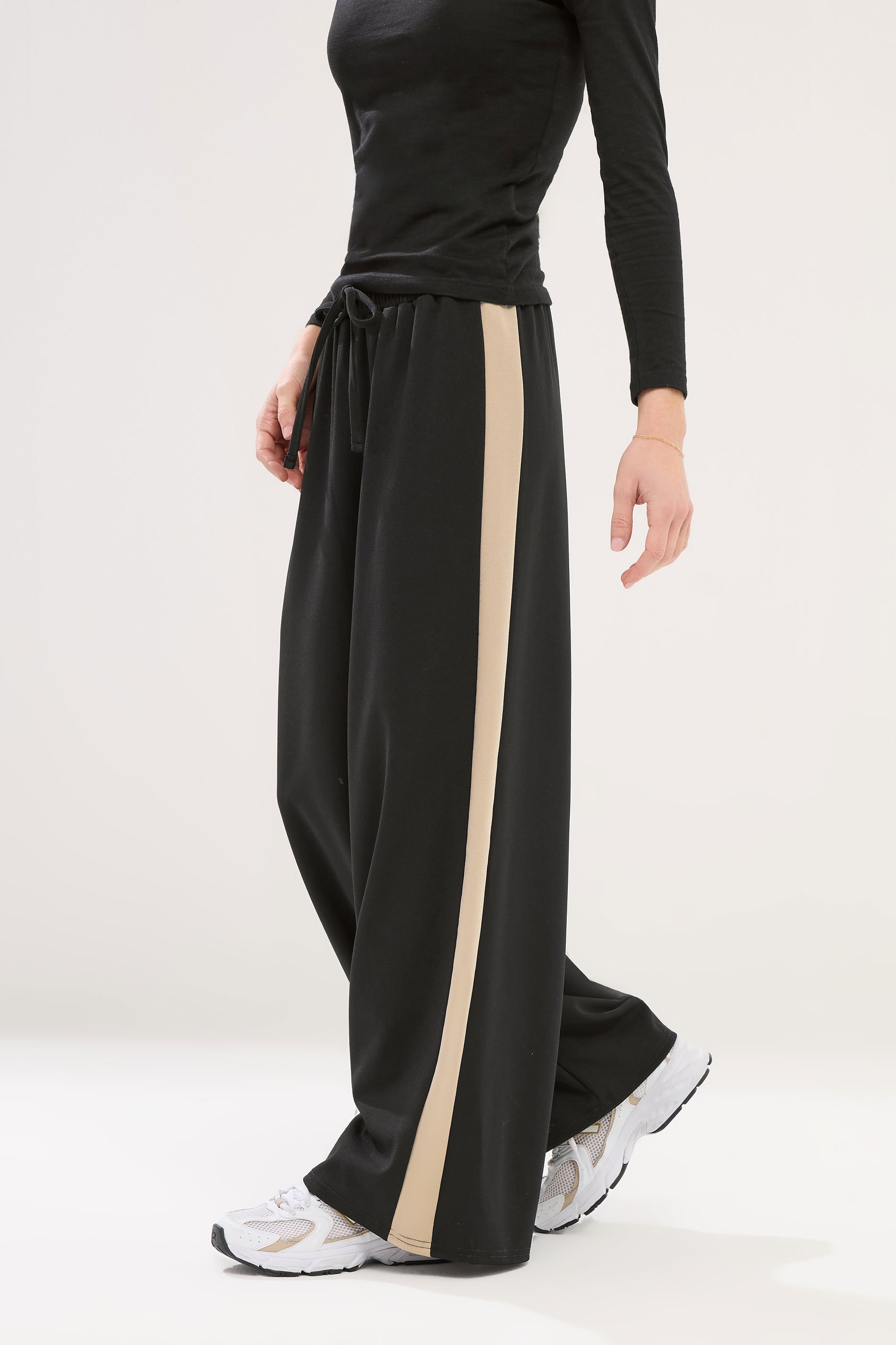 PixieGirl Petite Womens Black Side Stripe Trousers | PixieGirl 2