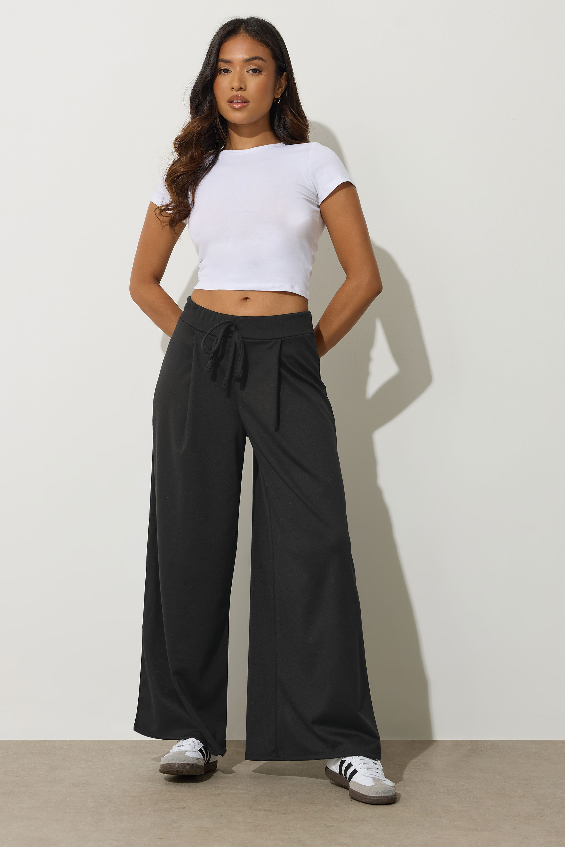 PixieGirl Petite Women's Black Ponte Palazzo Trousers | PixieGirl 1