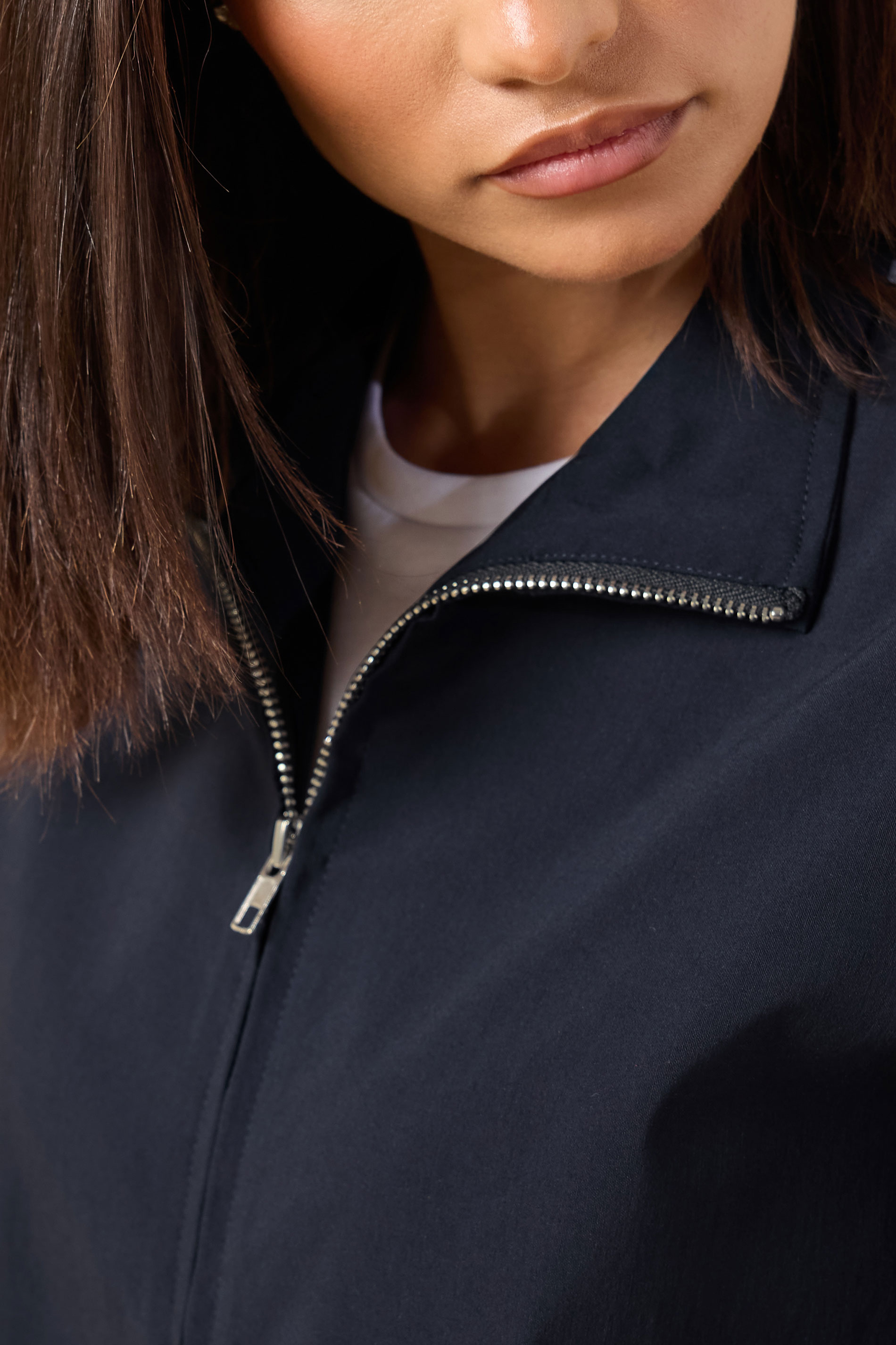 PixieGirl Petite Women's Navy Blue Side Stripe Zip Jacket | PixieGirl 4