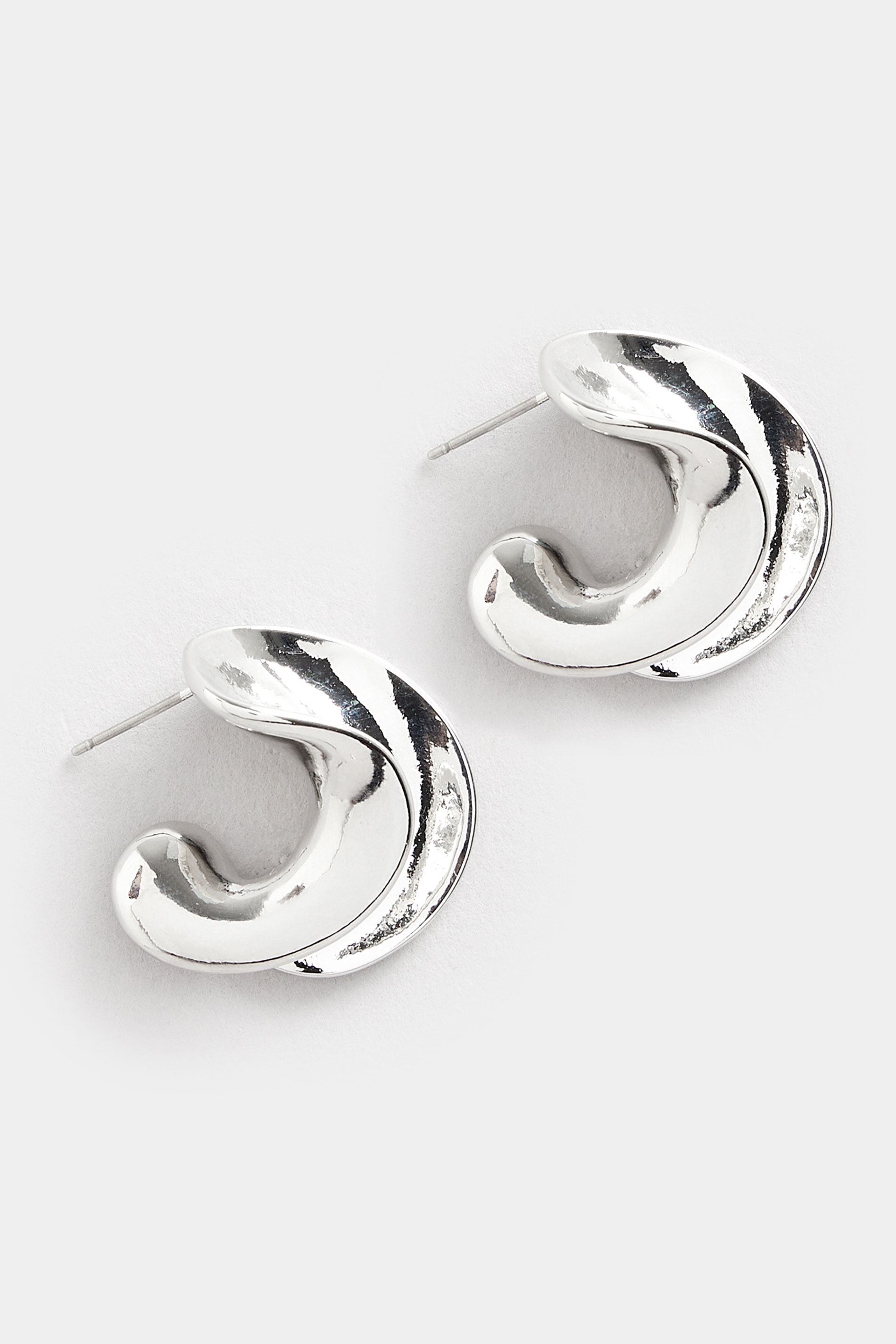 Silver Tone Twisted Stud Earrings | Yours Clothing 2