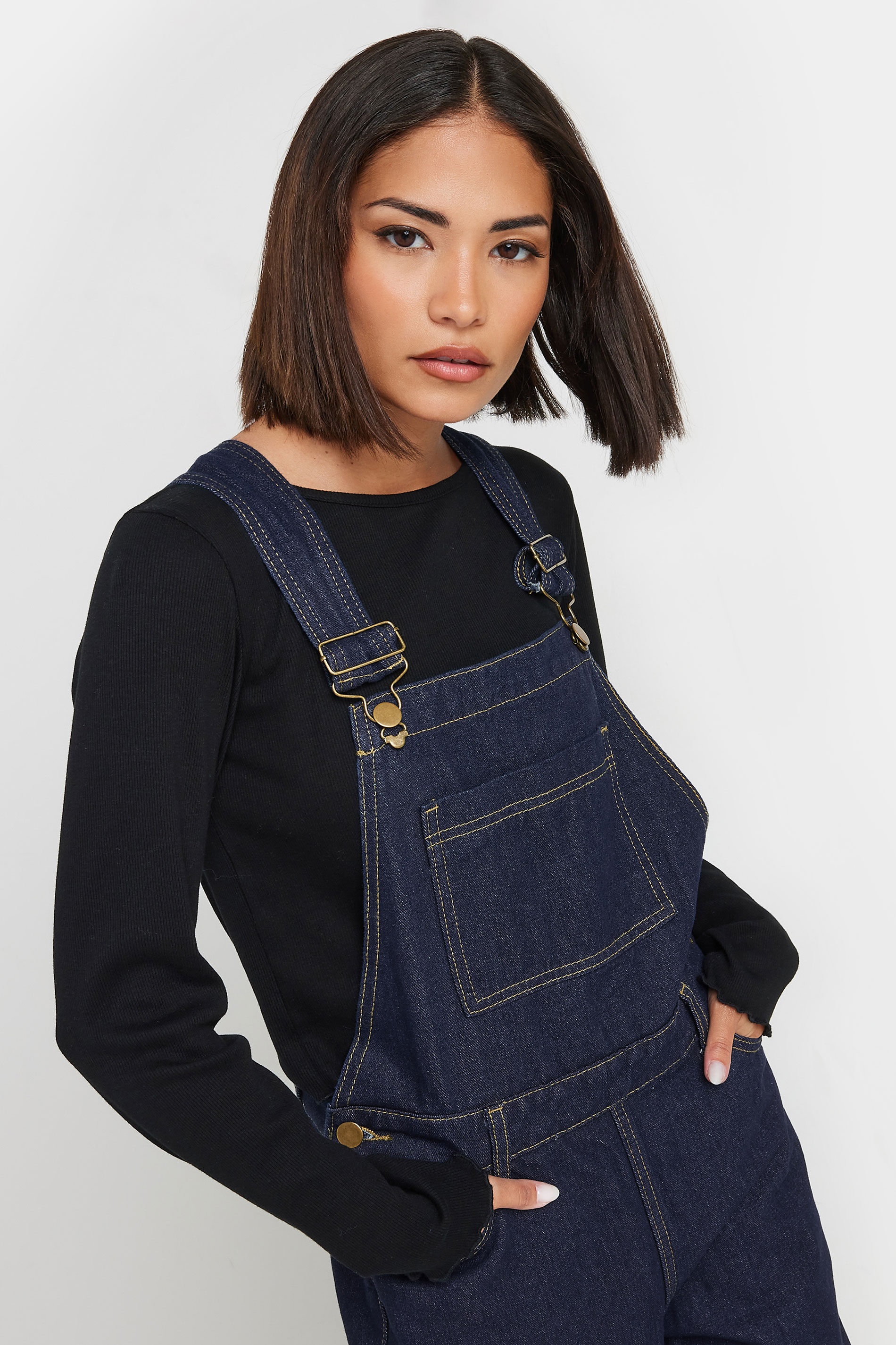 PixieGirl Petite Women's Indigo Blue Straight Leg Dungarees | PixieGirl 4