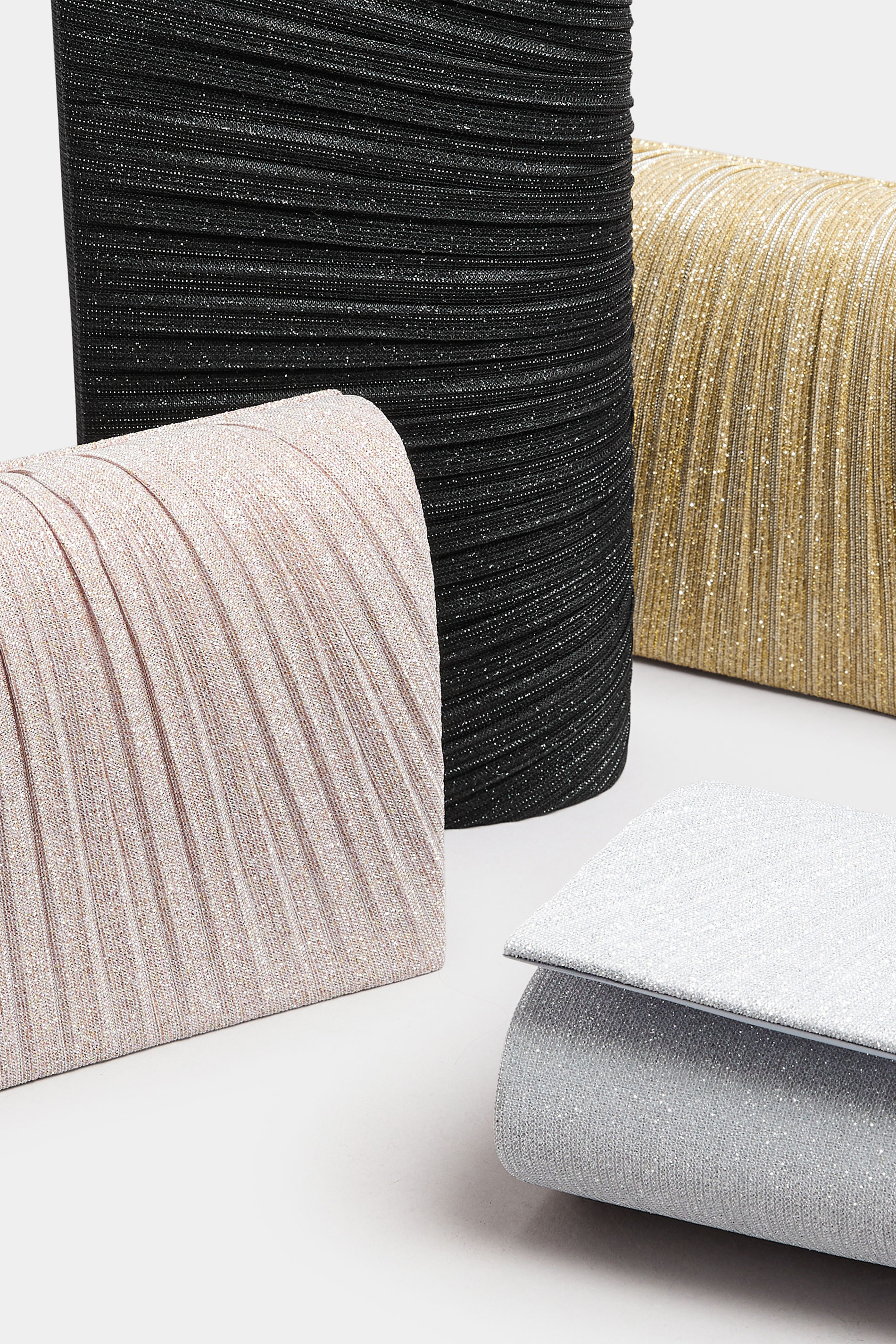 Pink Shimmer Pleated Clutch Bag | Yours Clothing 7