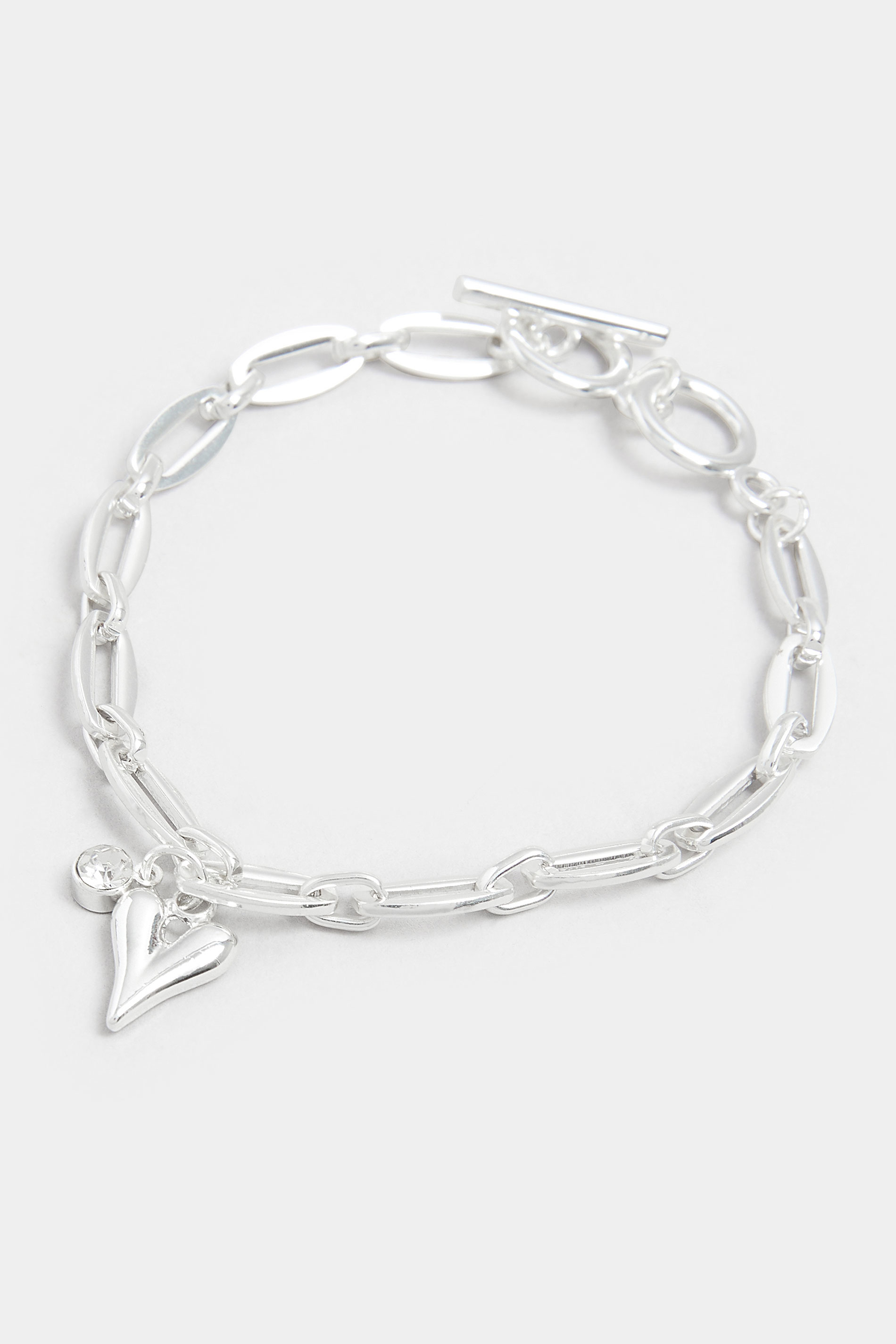 Silver Tone Heart Polished Charm Bracelet | Yours Clothing 2