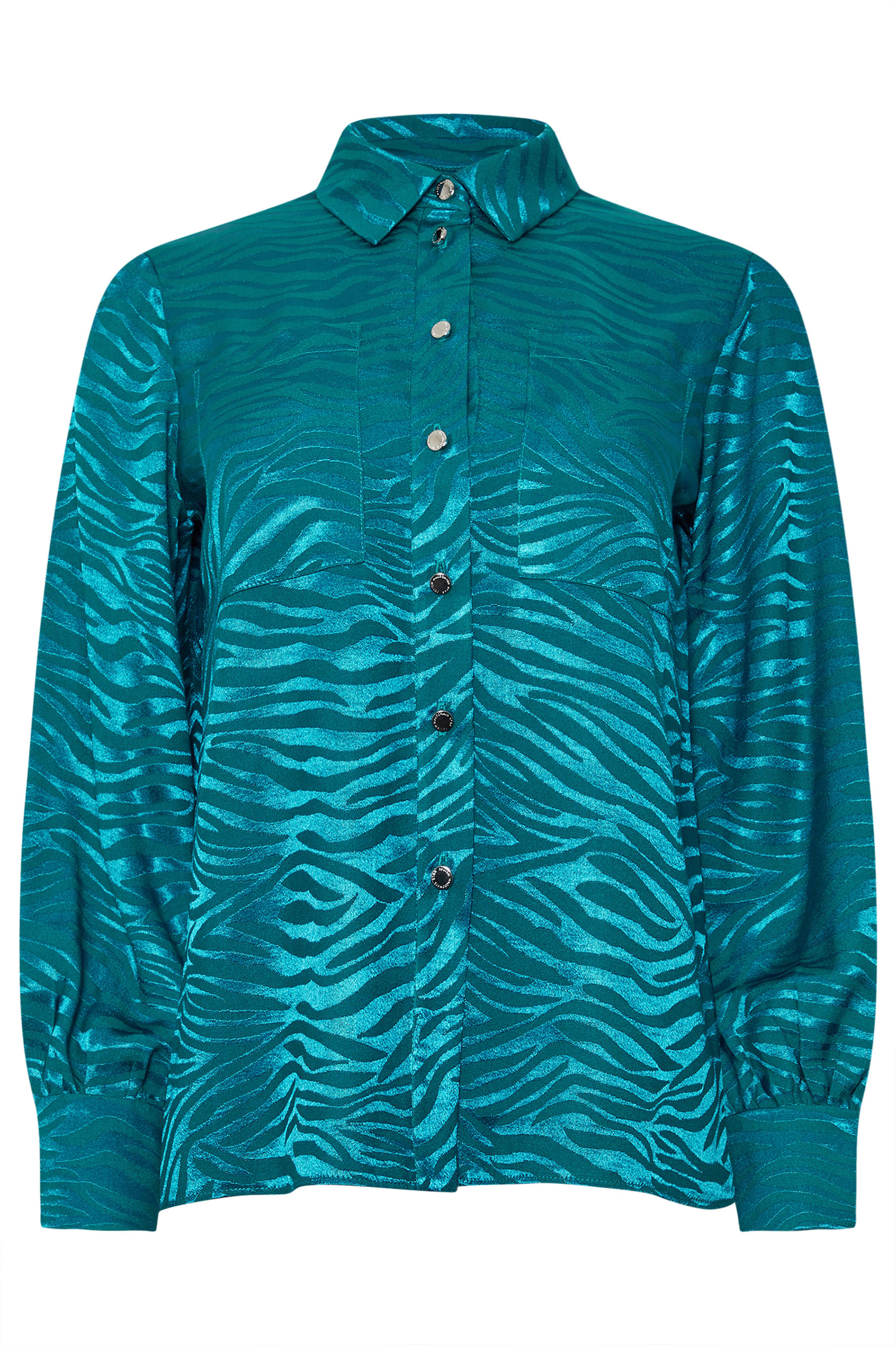 STAR Teal Blue Animal Print Satin Jacquard Shirt | StarByJM 6