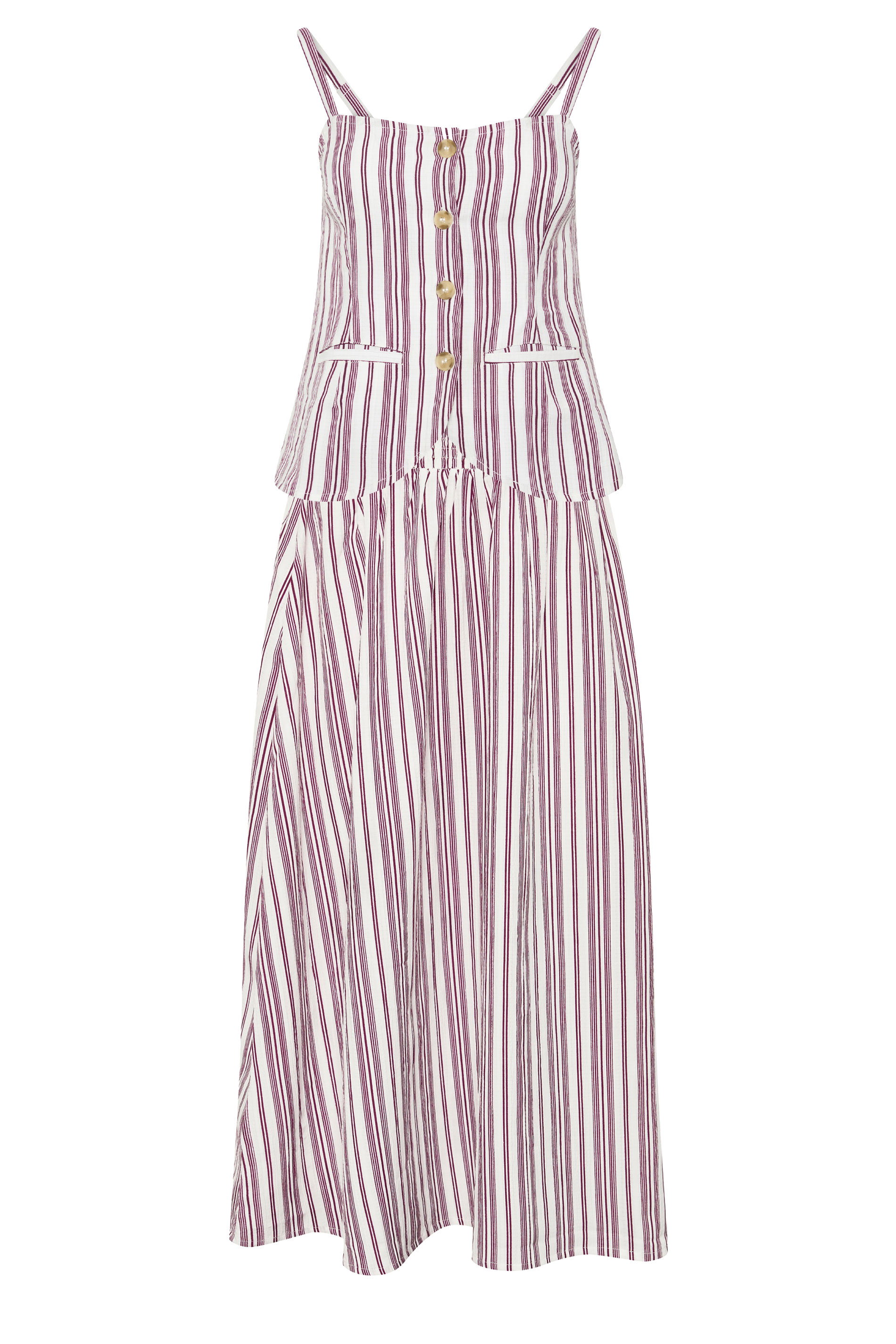 PixieGirl Petite Women's Set Burgundy Red Stripe Cami & Maxi Skirt | PixieGirl 5