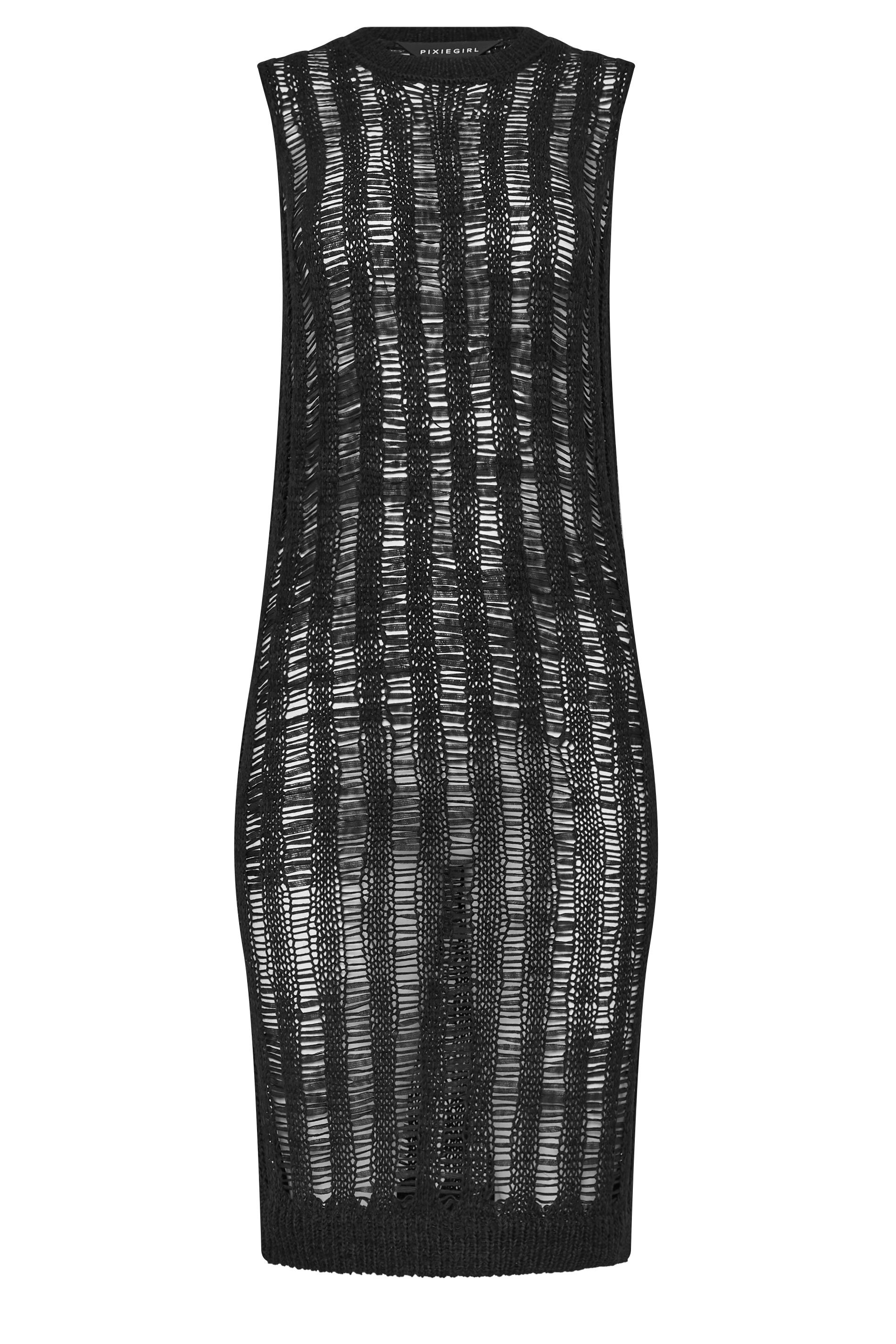PixieGirl Petite Women's Black Tape Yarn Midi Dress | PixieGirl 5
