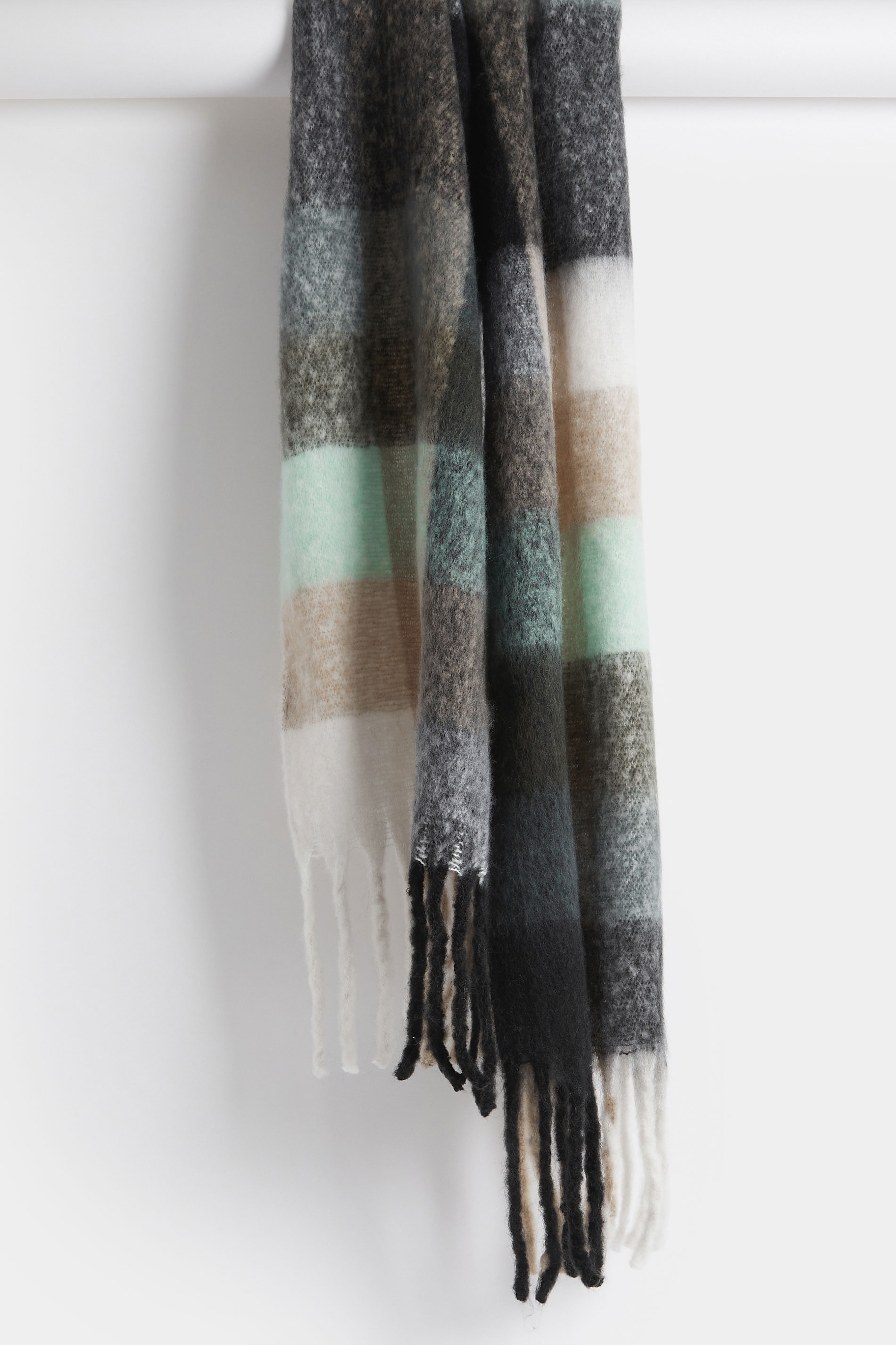 Green Checked Soft Touch Scarf | Yours Clothing 3